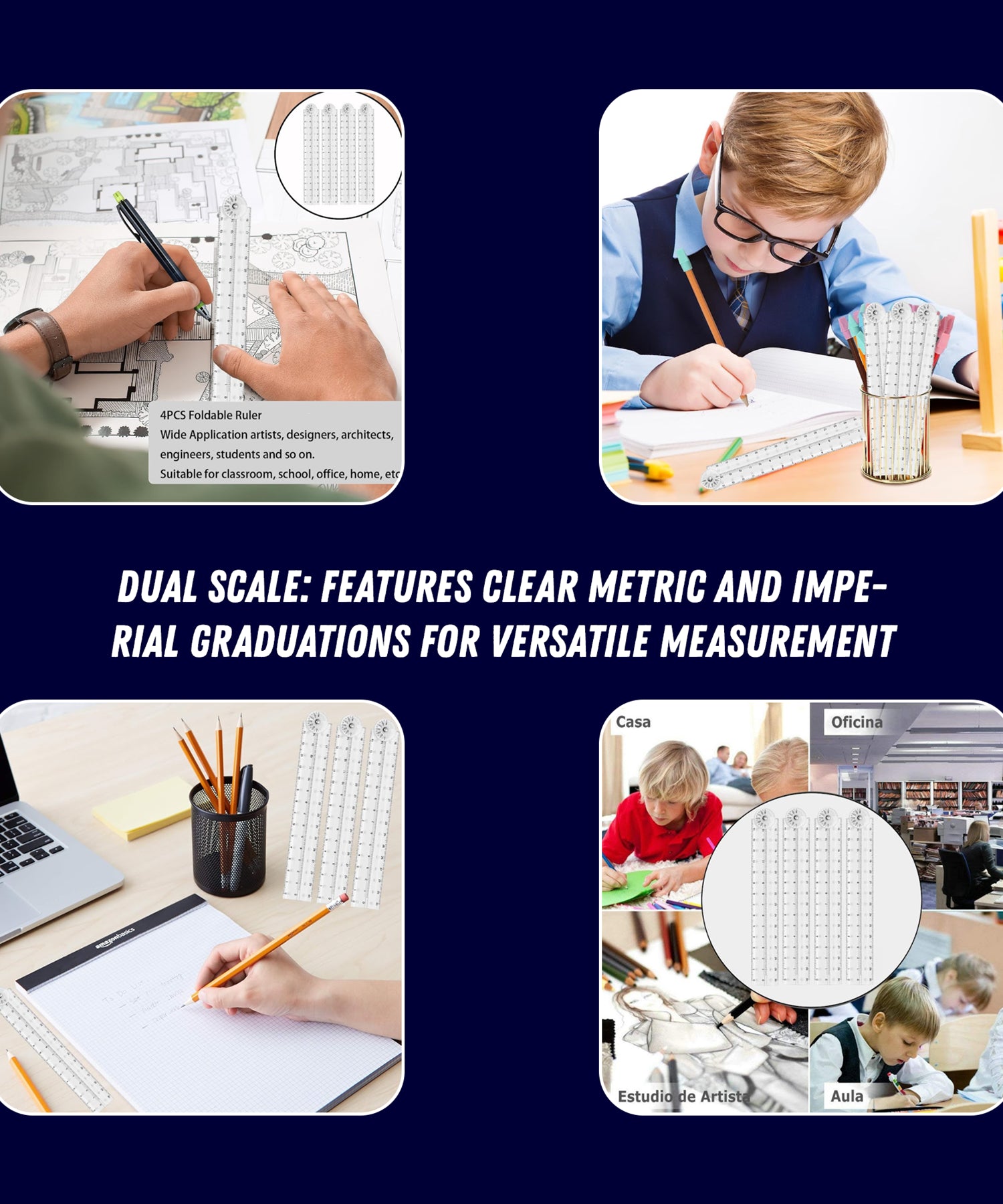 1m Folding Ruler Plastic Rule Measure 3ft Yellow 1000mm