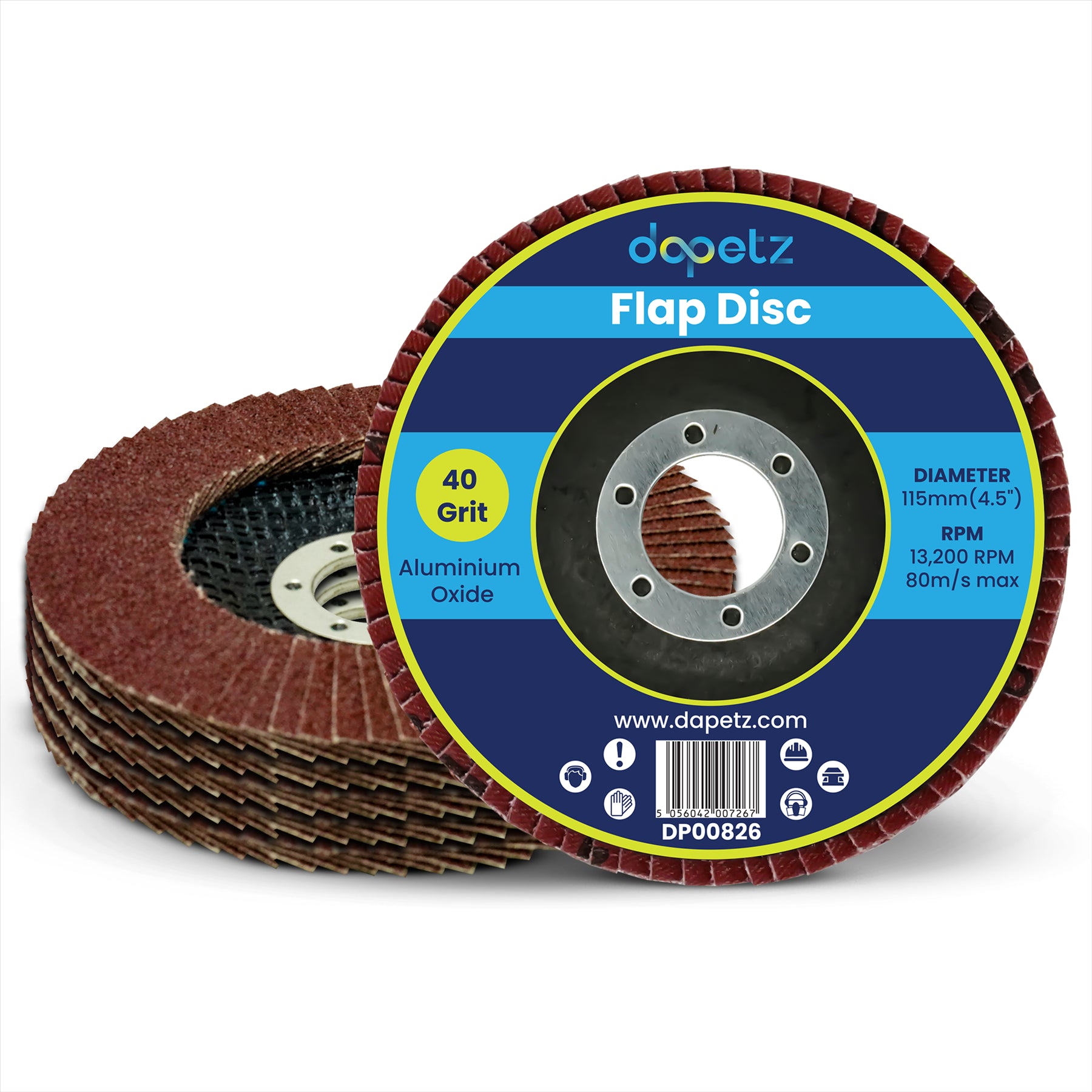 Angle Grinder Flap Discs 115mm 40 Grit Aluminium By Dapetz