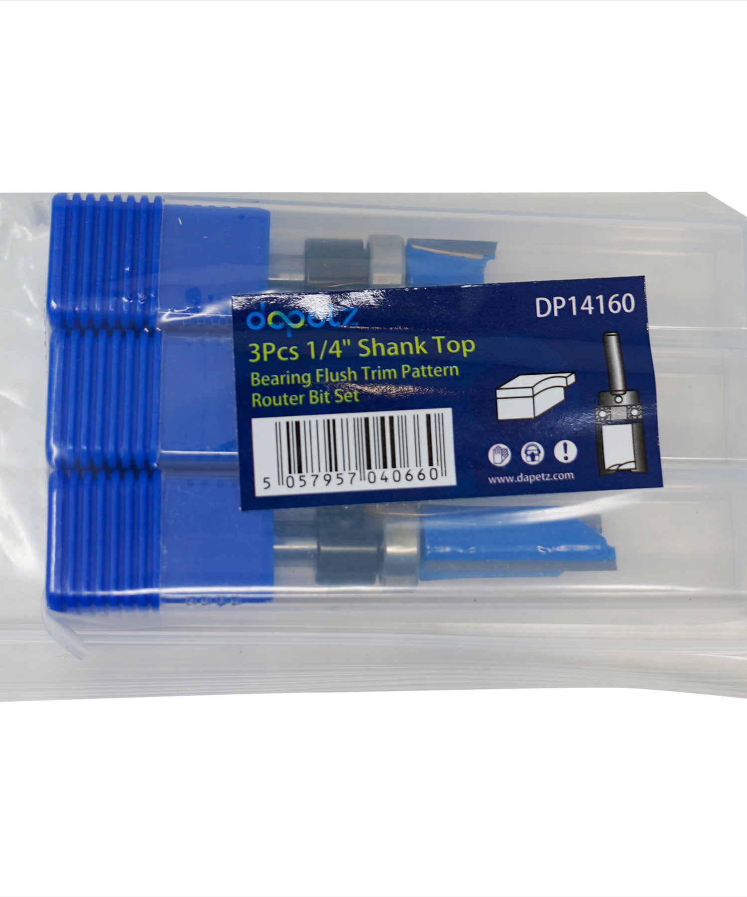 1/4'' Shank Flush Trim Router Bit Set – 3Pc Pattern Milling Cutter