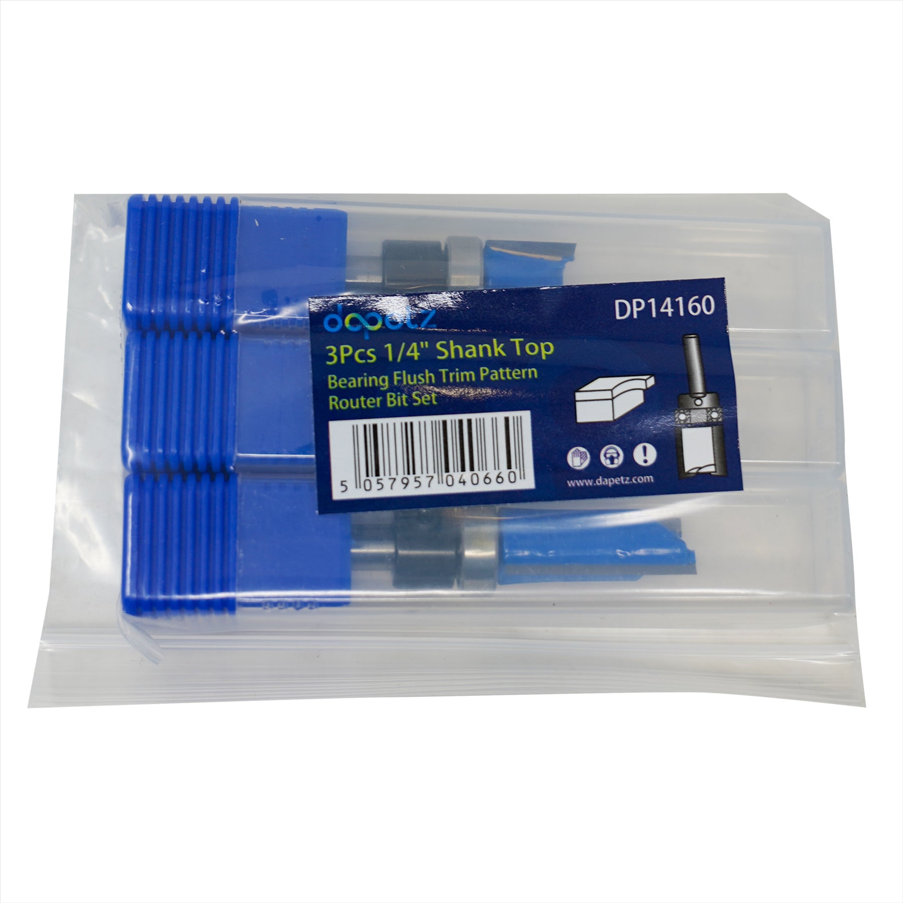 1/4'' Shank Flush Trim Router Bit Set – 3Pc Pattern Milling Cutter