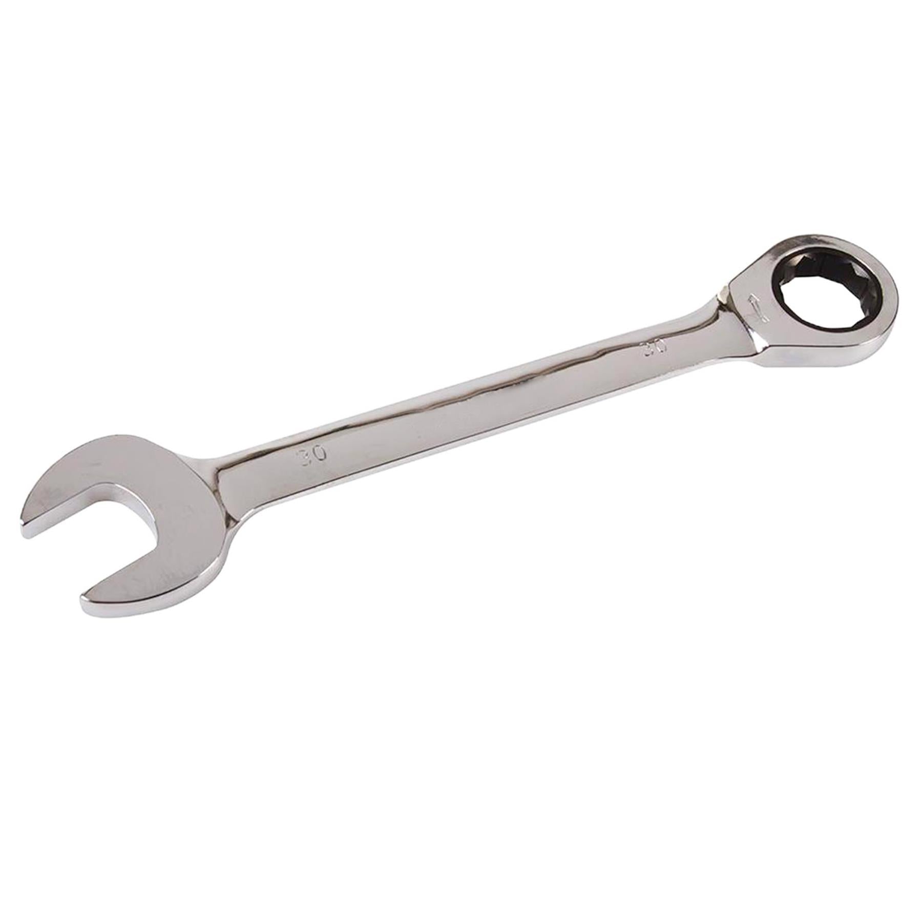 Fixed Head Ratchet Metric Spanner Open End Ring Combination - 30mm - Dapetz