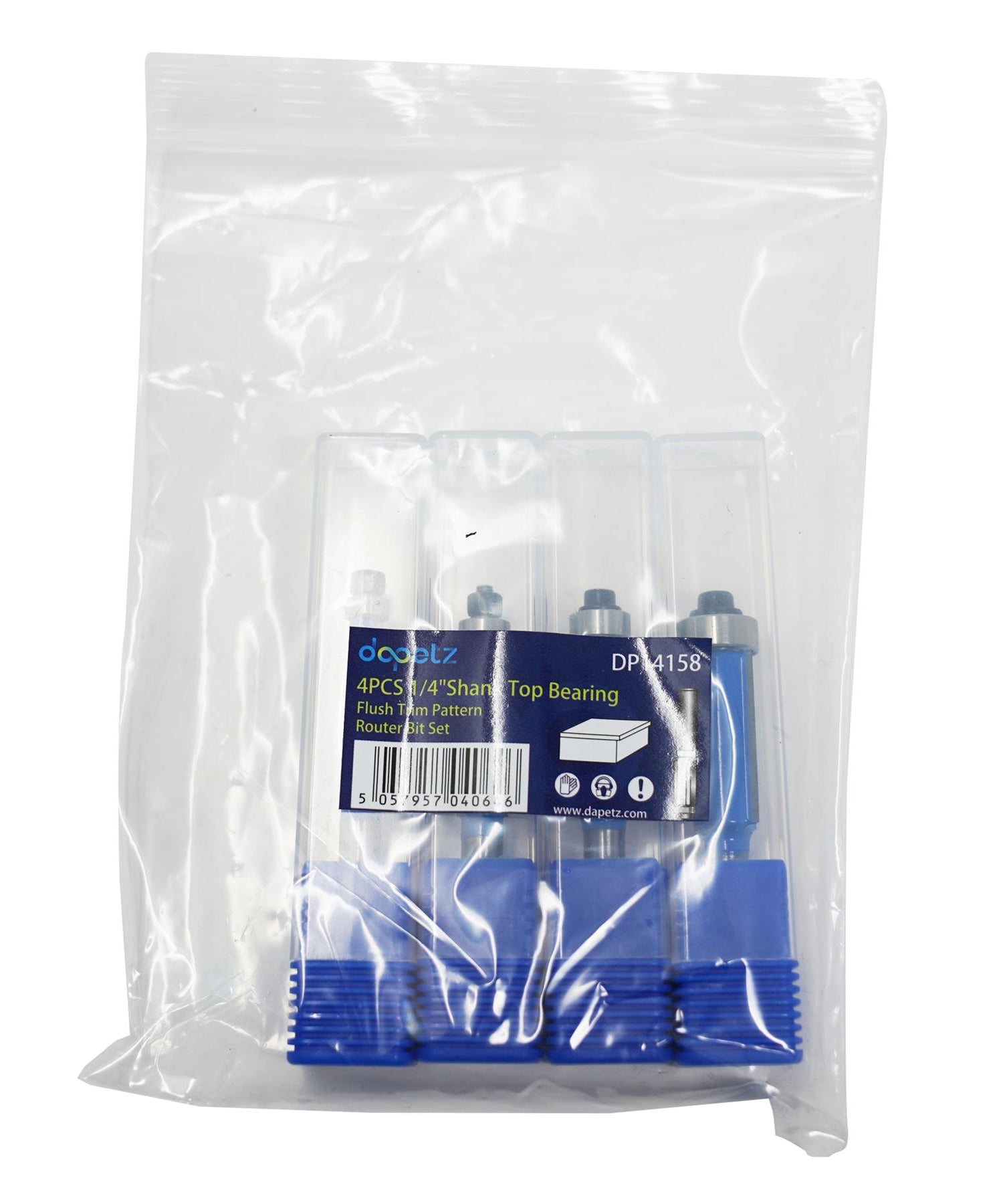 4Pc Flush Trim Router Bit Set Bottom Bearing Pattern Milling Cutter 1/4" Shank