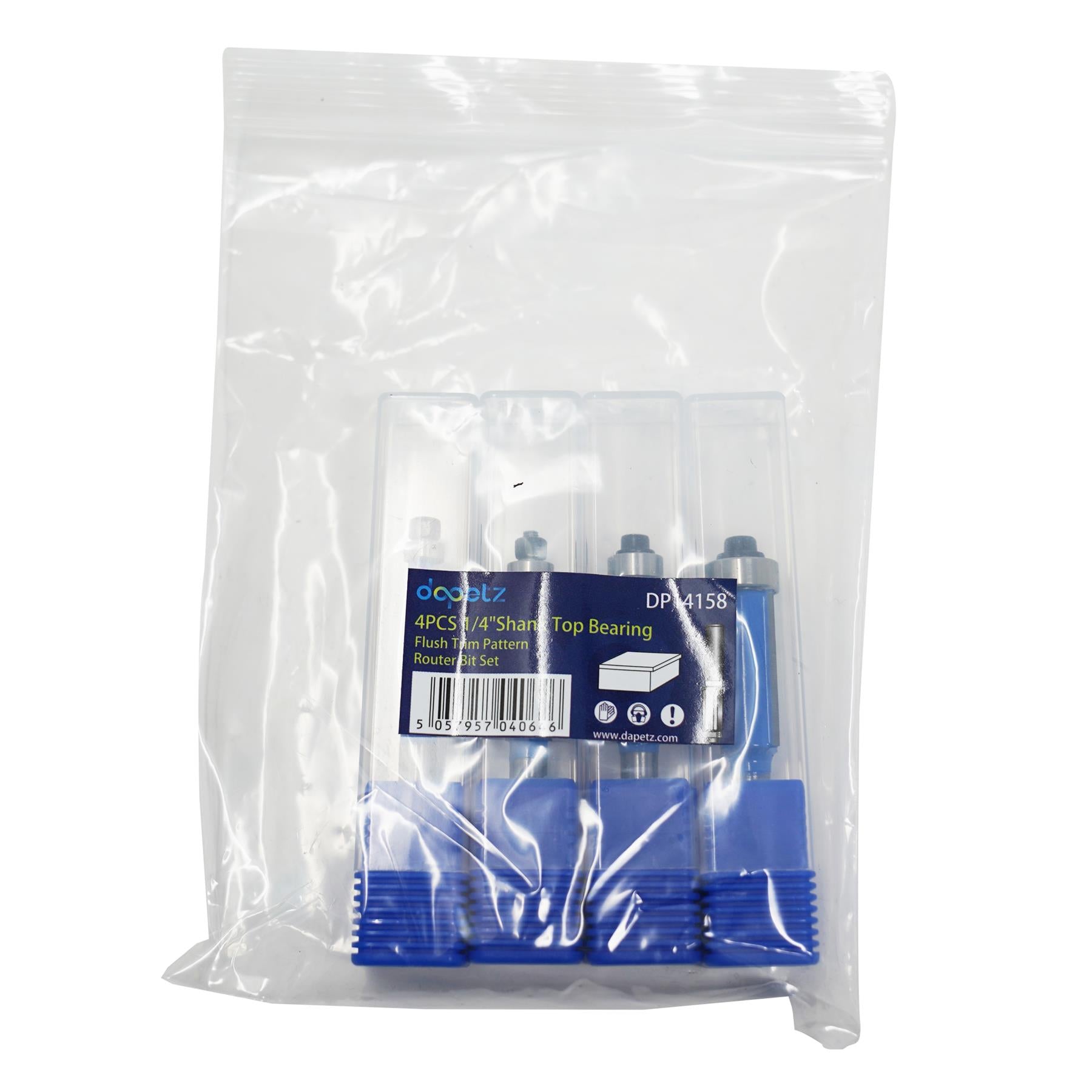 4Pc Flush Trim Router Bit Set Bottom Bearing Pattern Milling Cutter 1/4" Shank