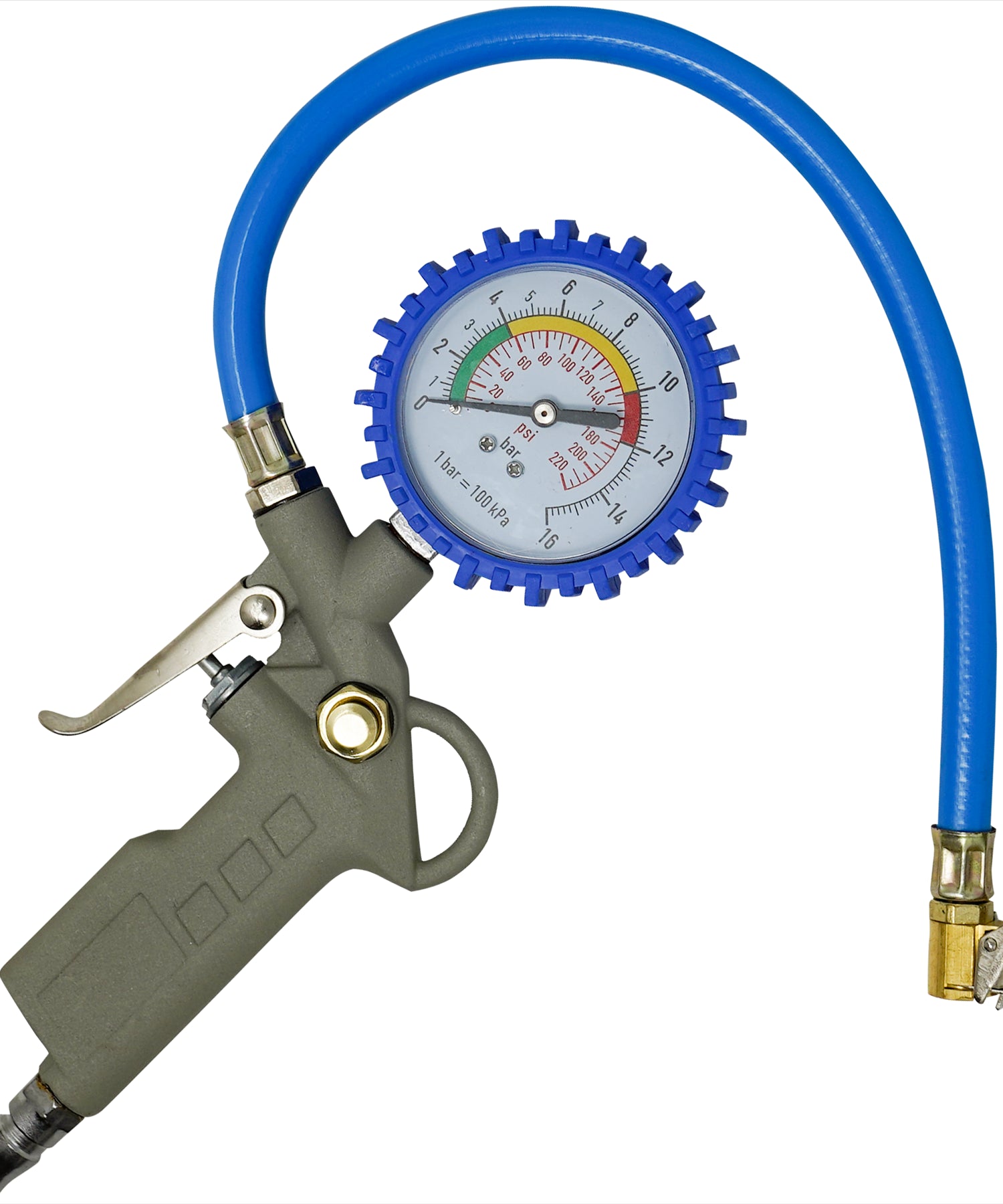 Tyre Air Inflator and Pressure Gauge Gun For Use With Air Compressor Car Van