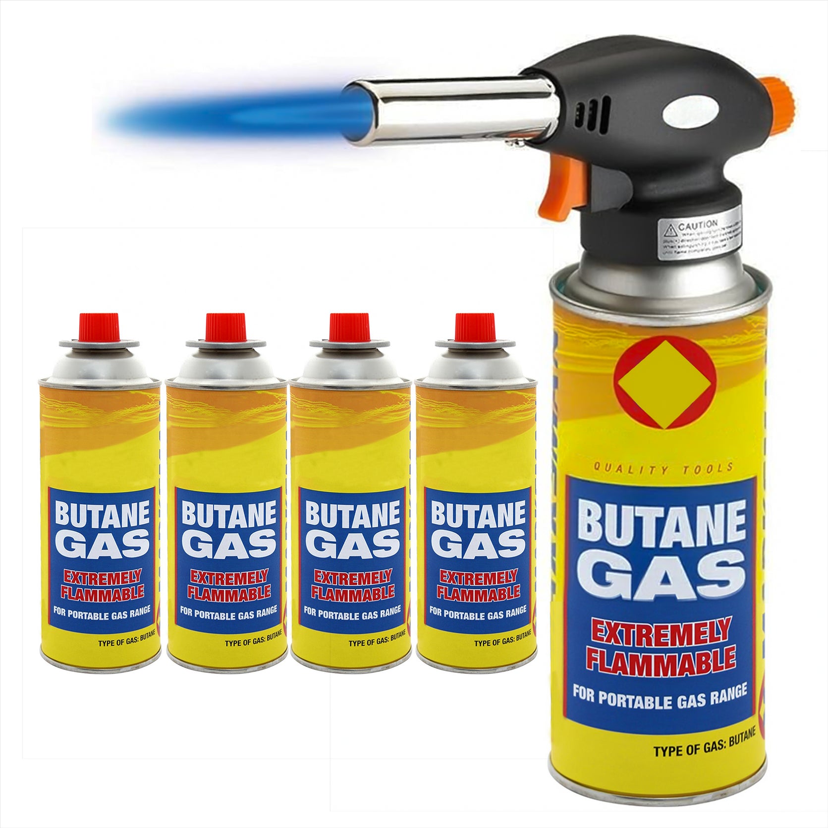 Blow Torch Butane Gas Auto Chef Creme Brulee Cooking Soldering Camping 4 Gas Can