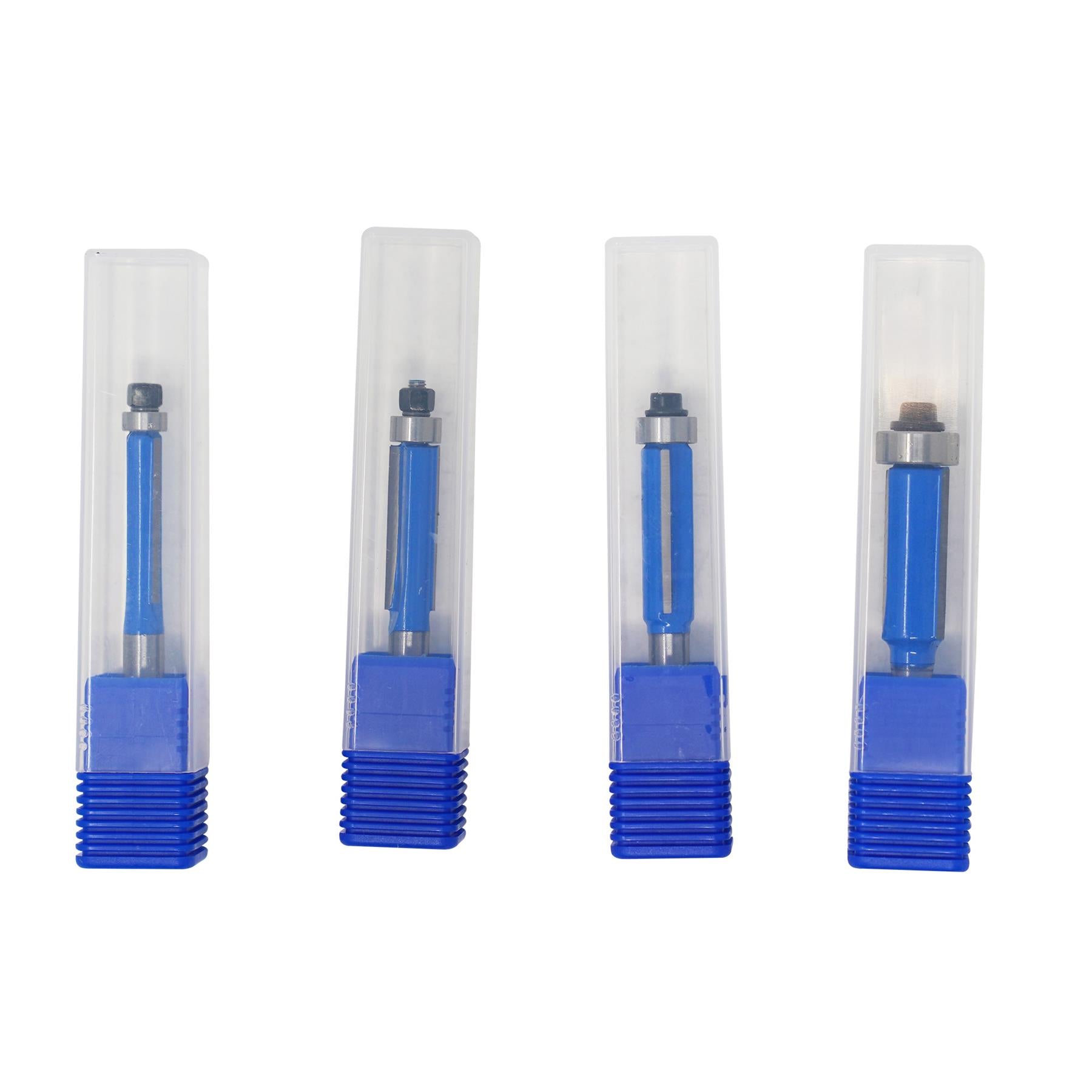 4Pc Flush Trim Router Bit Set Bottom Bearing Pattern Milling Cutter 1/4" Shank