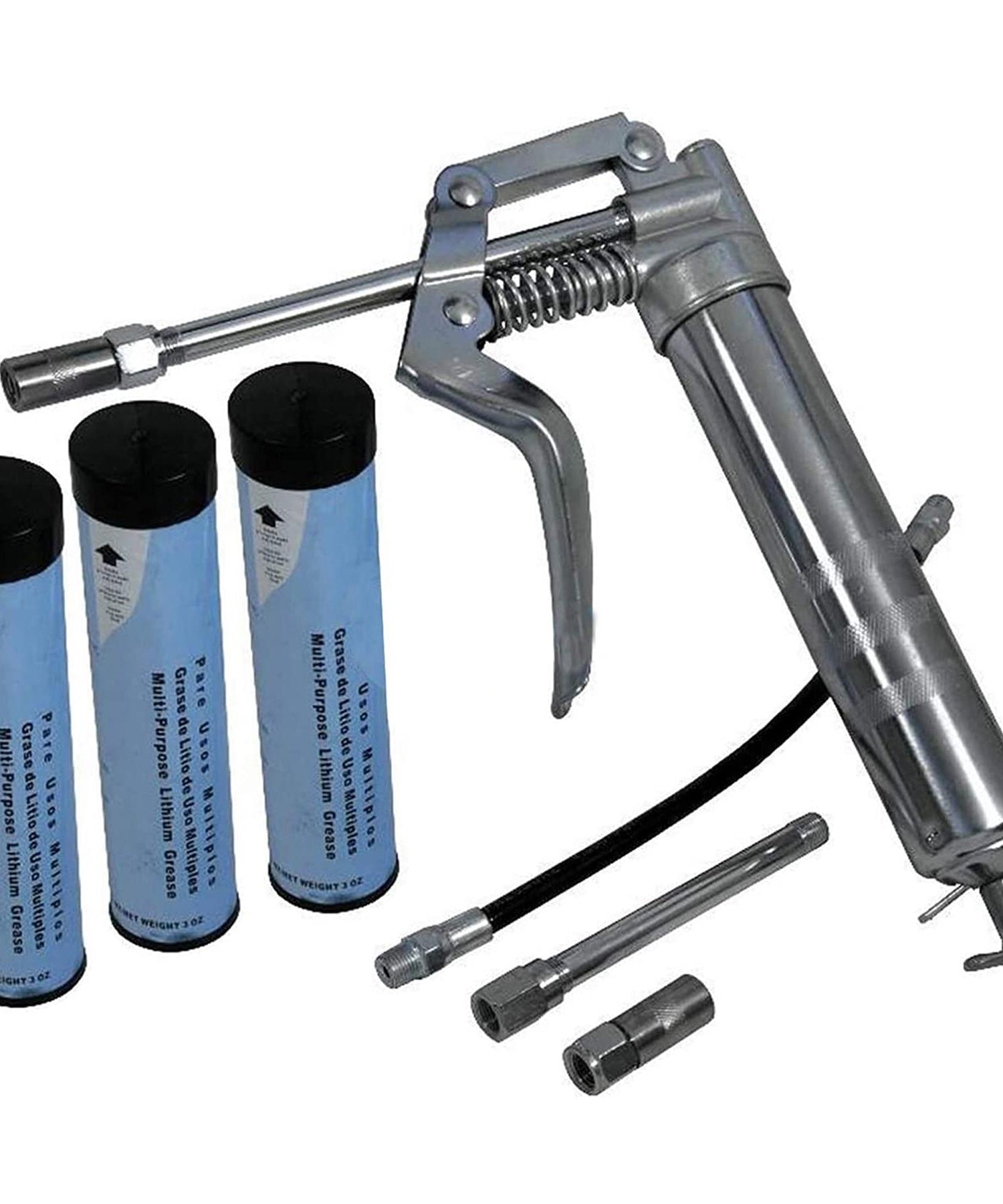 Pistol Grip Grease Gun Set With 3 Cartridges For 3Oz Cartridge Or Bulk Grease