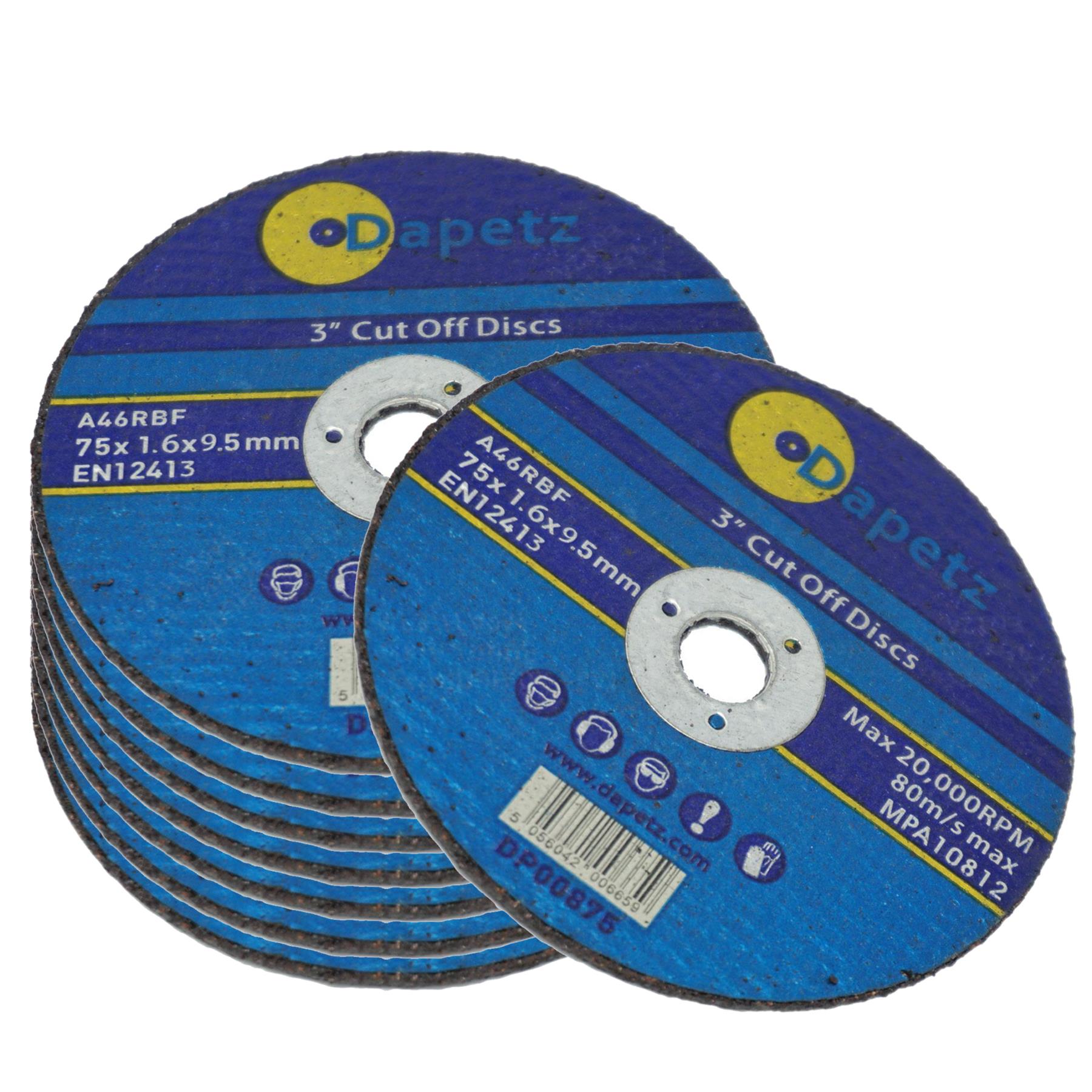 50 Pack 75mm X 1.6mm Metal Cutting Cut Off Discs 9.5mm Bore High Quality