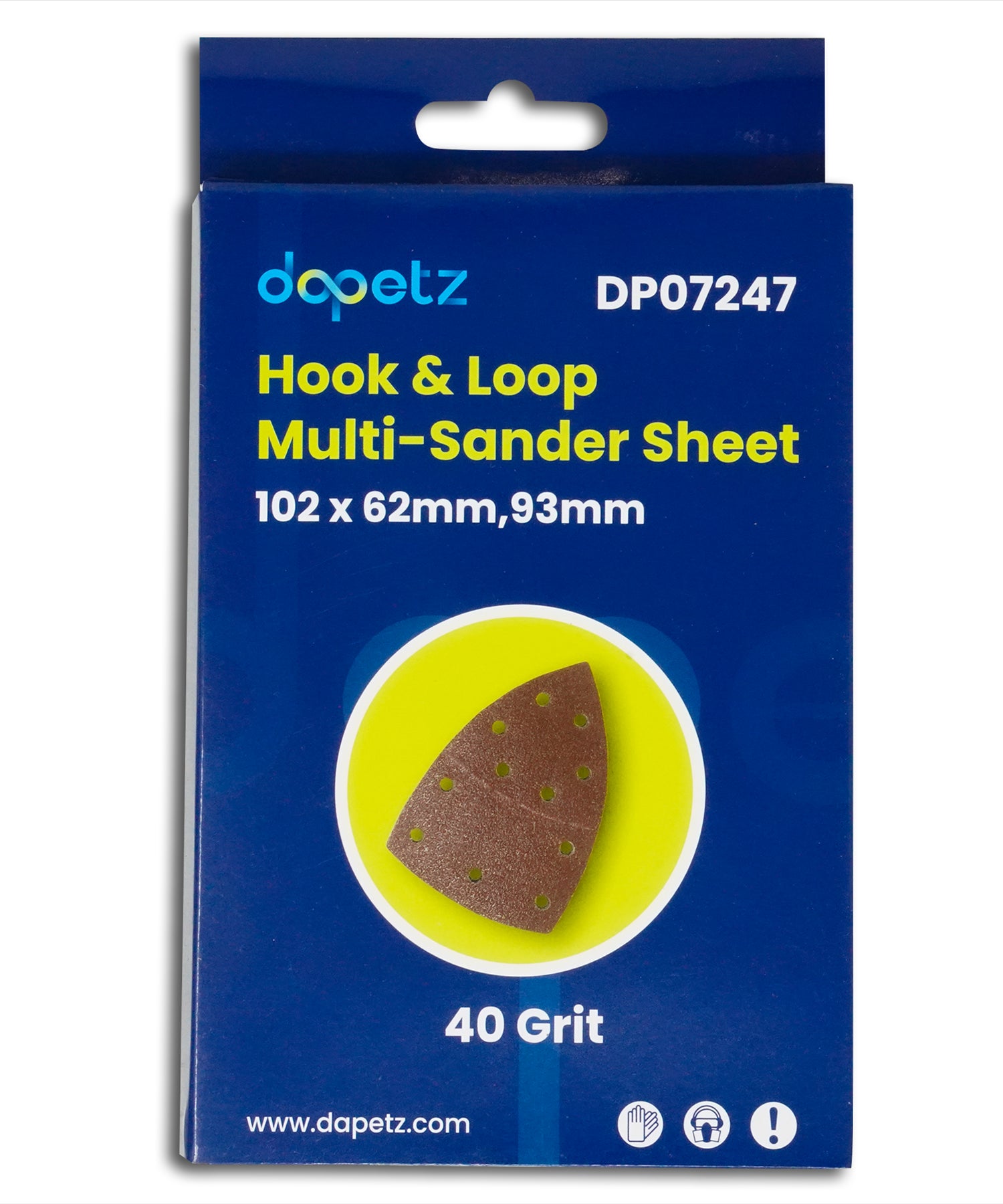 (Pack of 10) 40 Grit Hook & Loop Multi-Sander Sheets 102 x 62mm, 93mm, Punched Hole by Dapetz