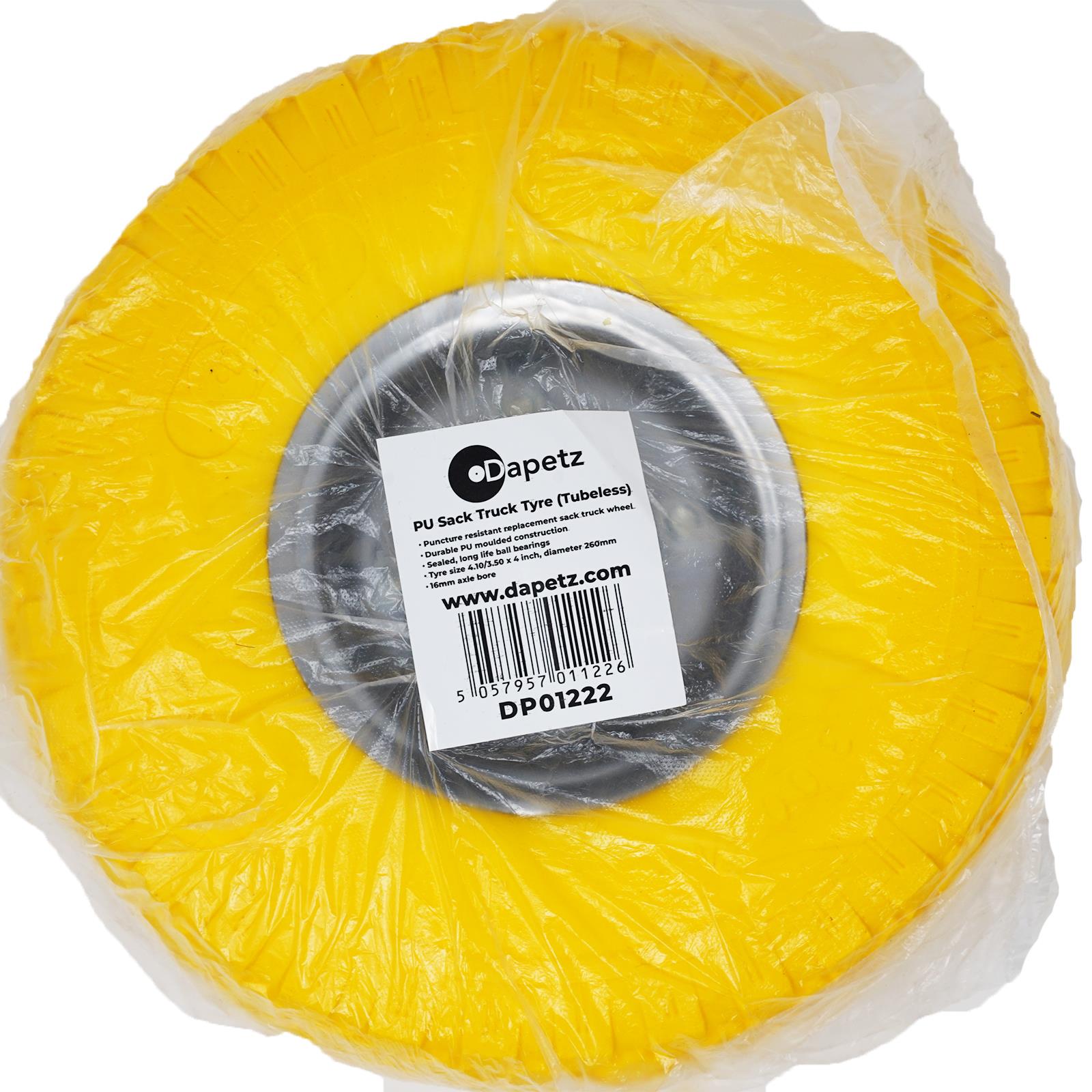 10" Yellow Puncture Burst Proof Sack Truck Trolley Wheel & Axle by Dapetz