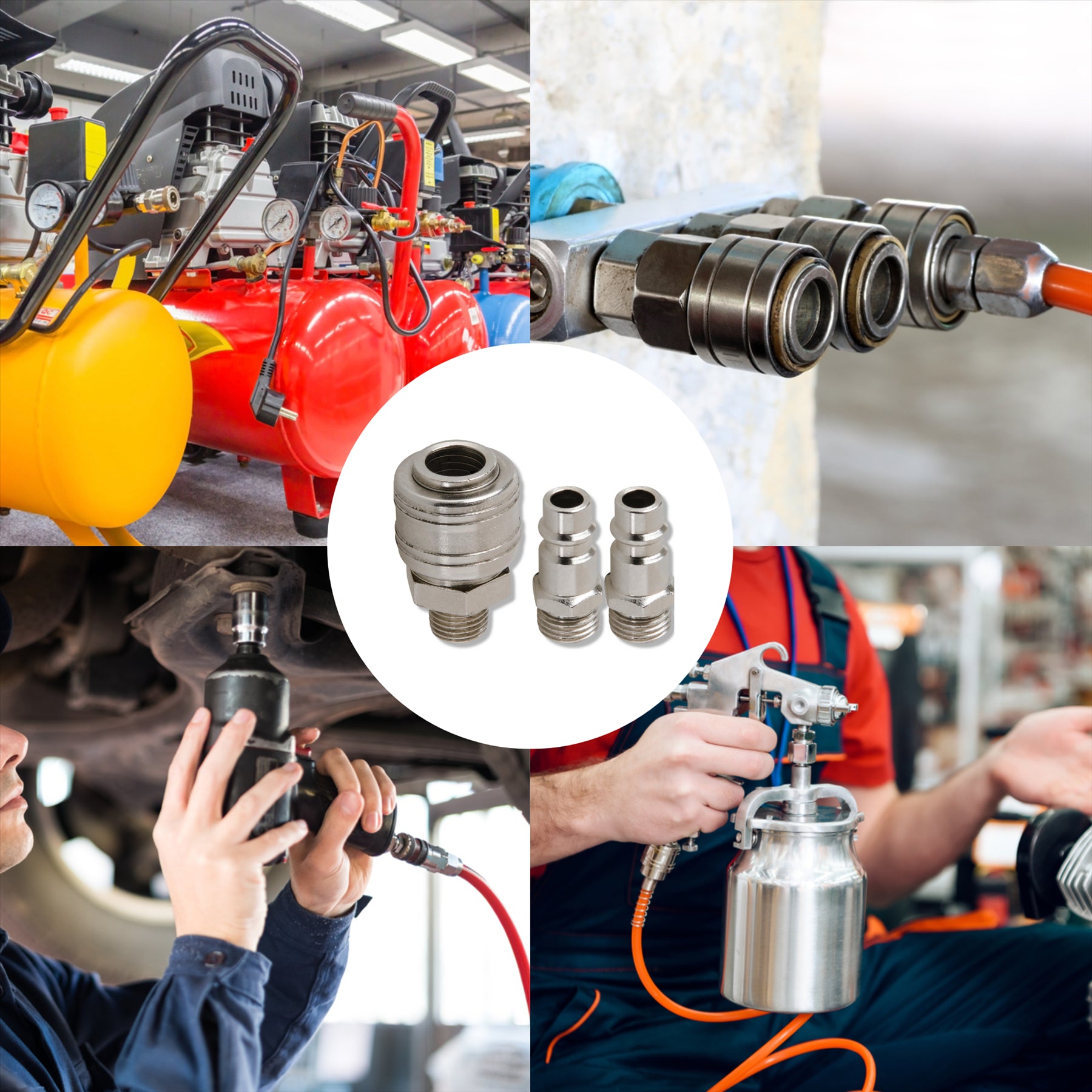 Male Euro Air Line Hose Fitting Connector Quick Release Coupler 1/4" BSP 3Pcs