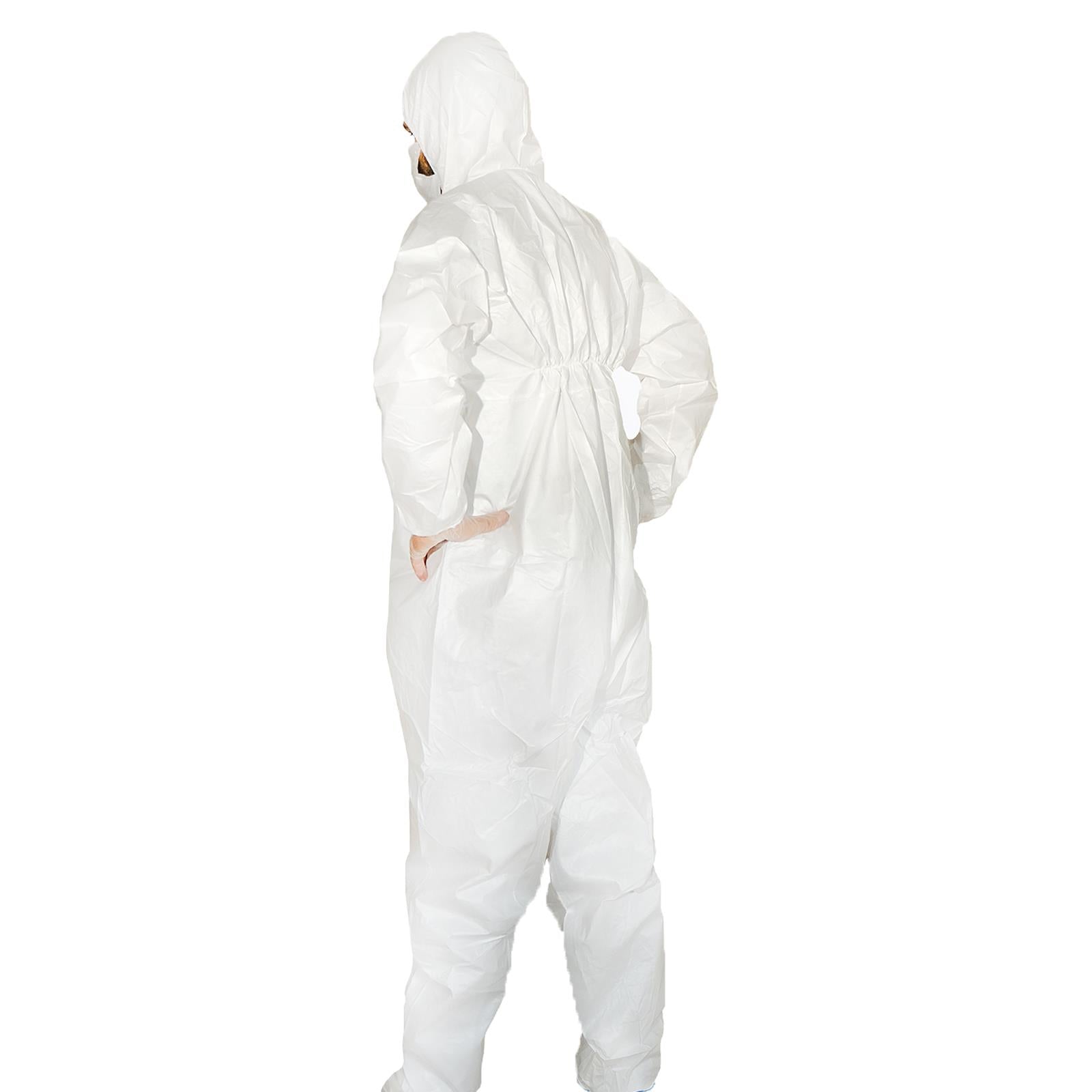Disposable Breatheable Coveralls Boile Hood Protective Suit With Zip Large