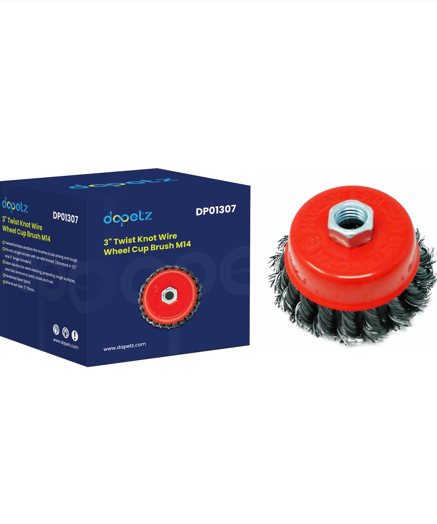 Twist Knot Wire Wheel Cup Brush 3" M14 for 4.5" 115mm 9" Angle Grinder