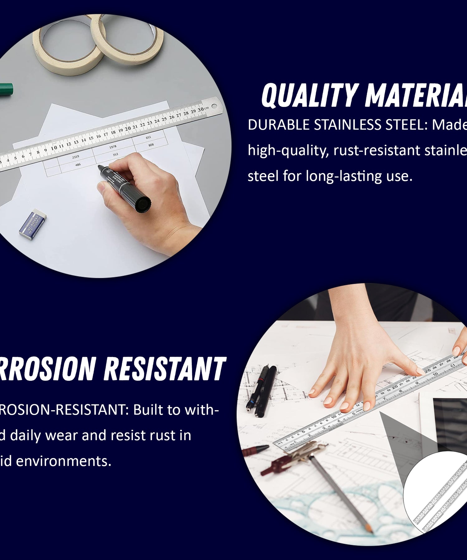 Stainless Steel 12" Metal Ruler Metric & Imperial 300mm Engineers Rule By Dapetz