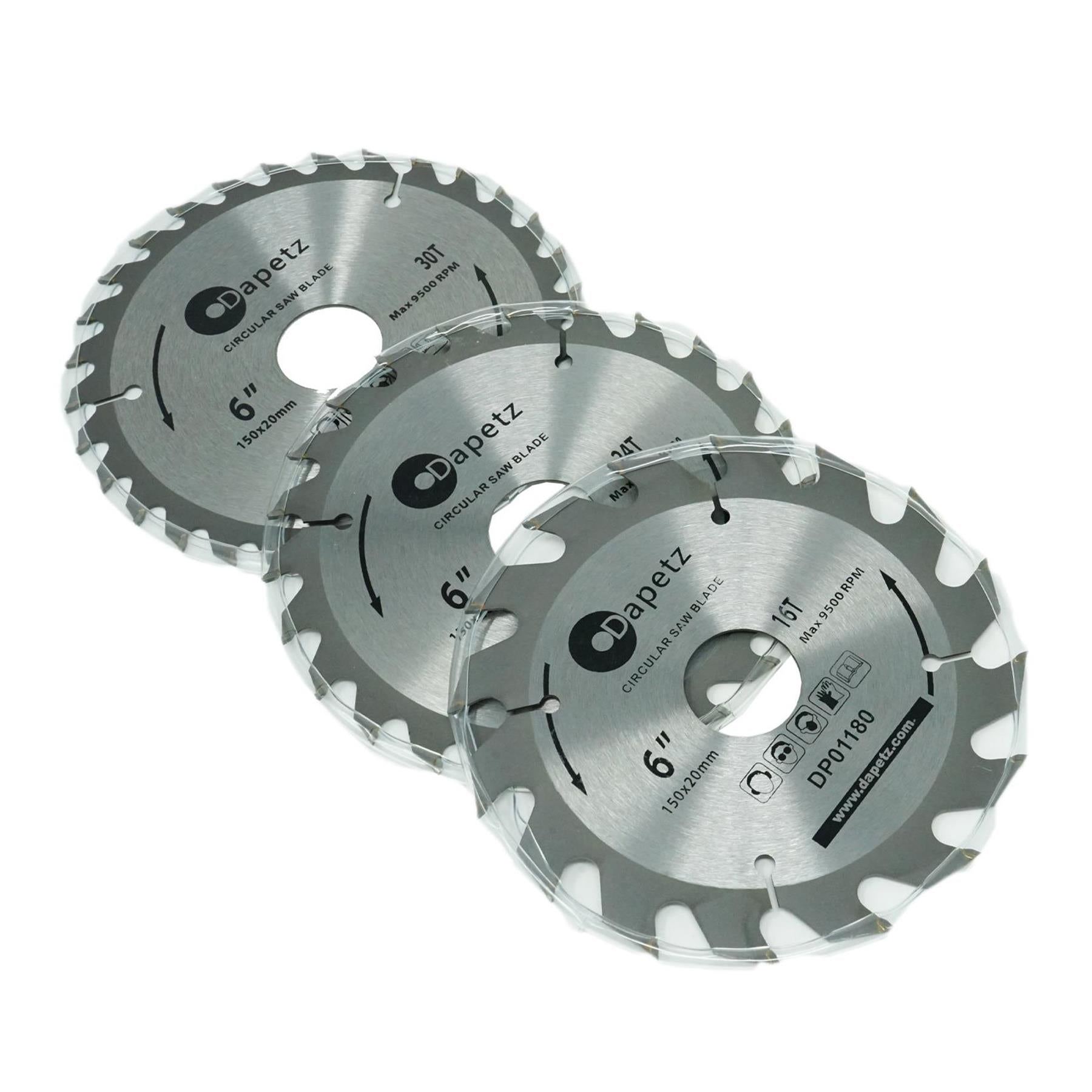 3 TCT Circular Saw Blade 150mm Diameter 30mm Bore | Mitre & Chop Saw by Dapetz