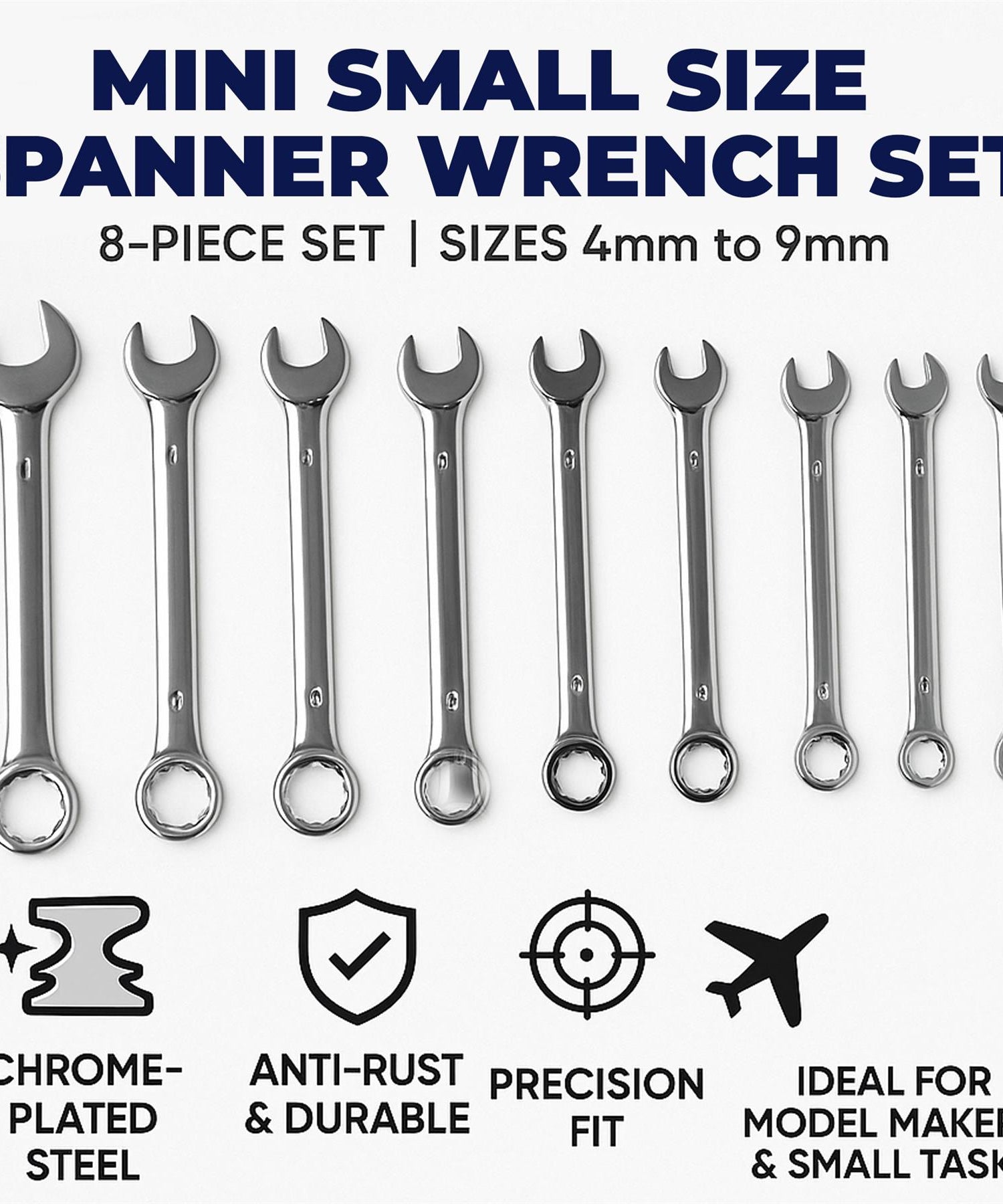 Mini Size Spanner Model Makers Small Wrench Set Combination 4-9mm With Warranty By Dapetz