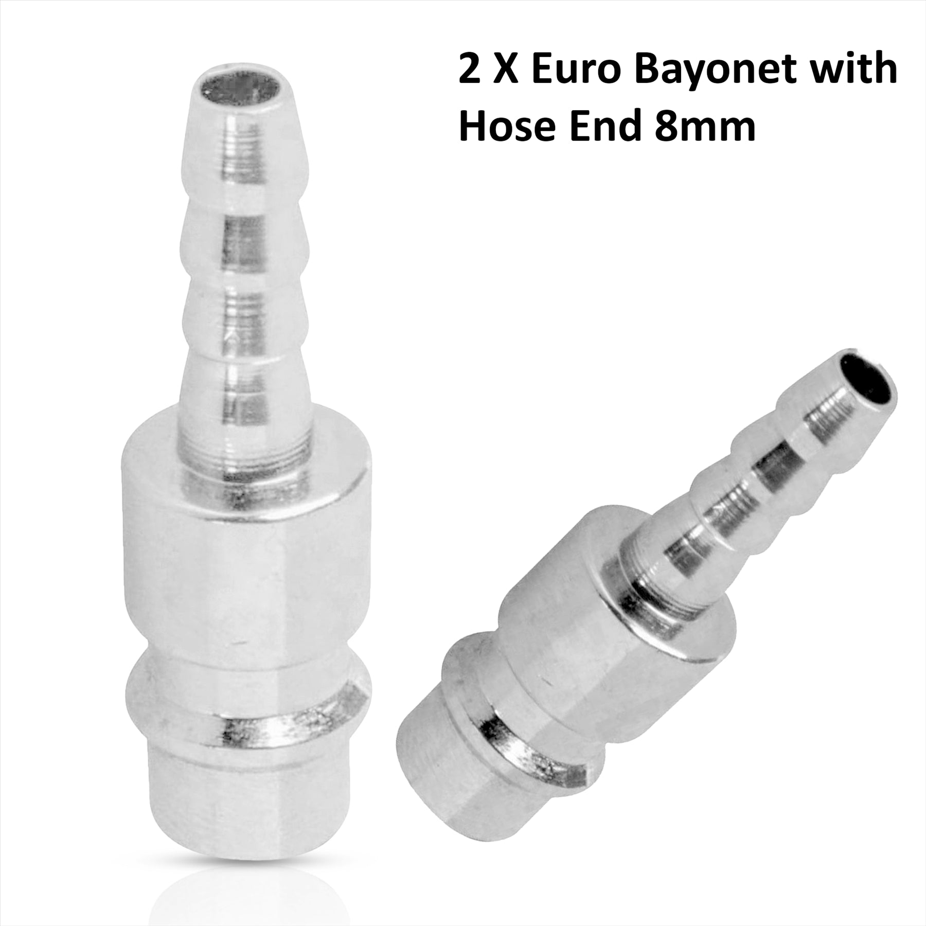 2x Male Euro Air Line Hose Fitting Connector Coupler Barb Bayonet Hose End 6mm