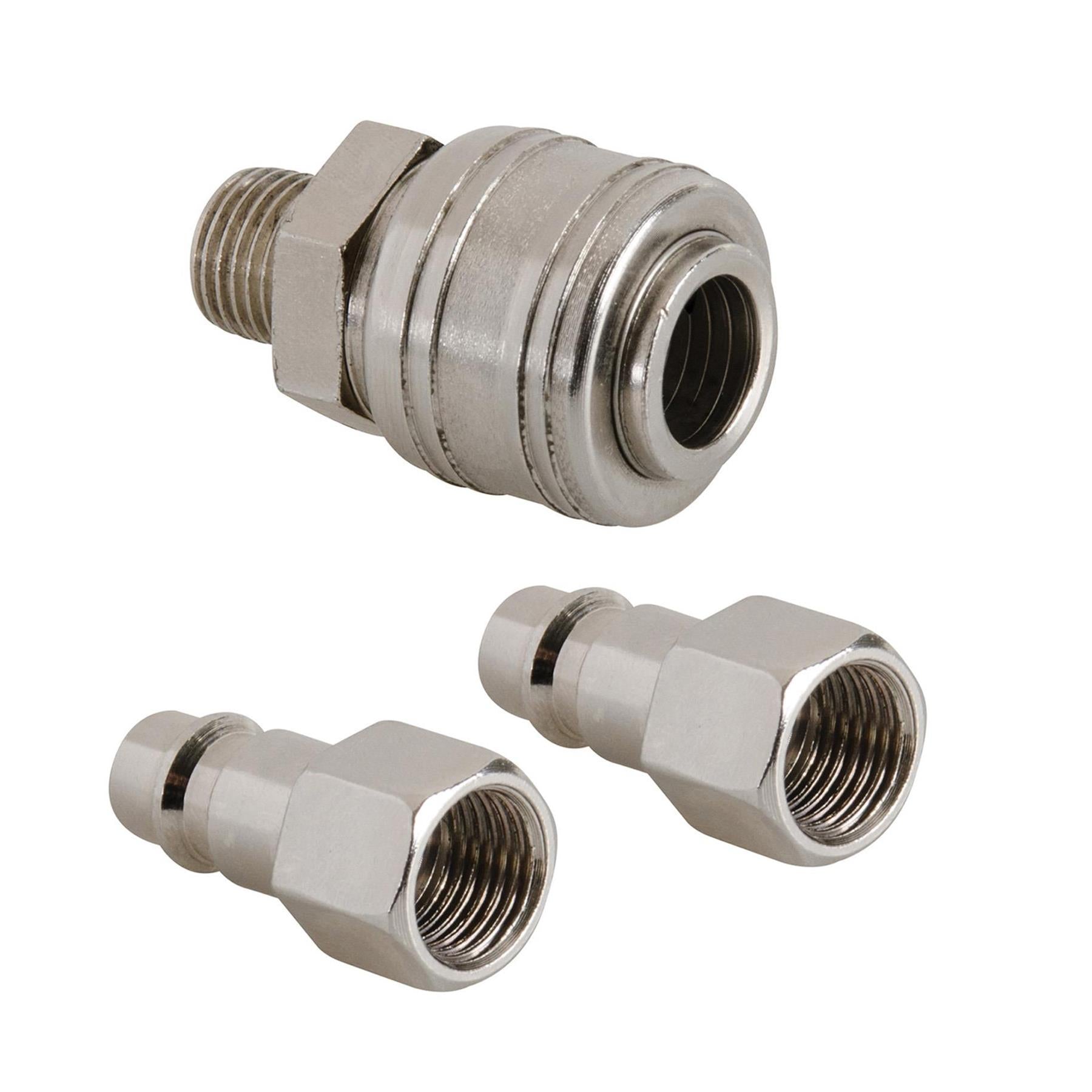 Euro Air Line Hose Fitting Connector Quick Release Coupler 1/4" BSP Bayonet 3Pcs