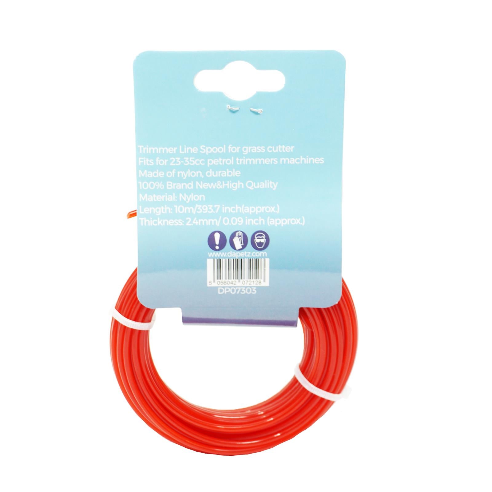 Round Strimmer Cord Line Wire String Nylon Petrol Trimmer 10m x 2.4mm by Dapetz