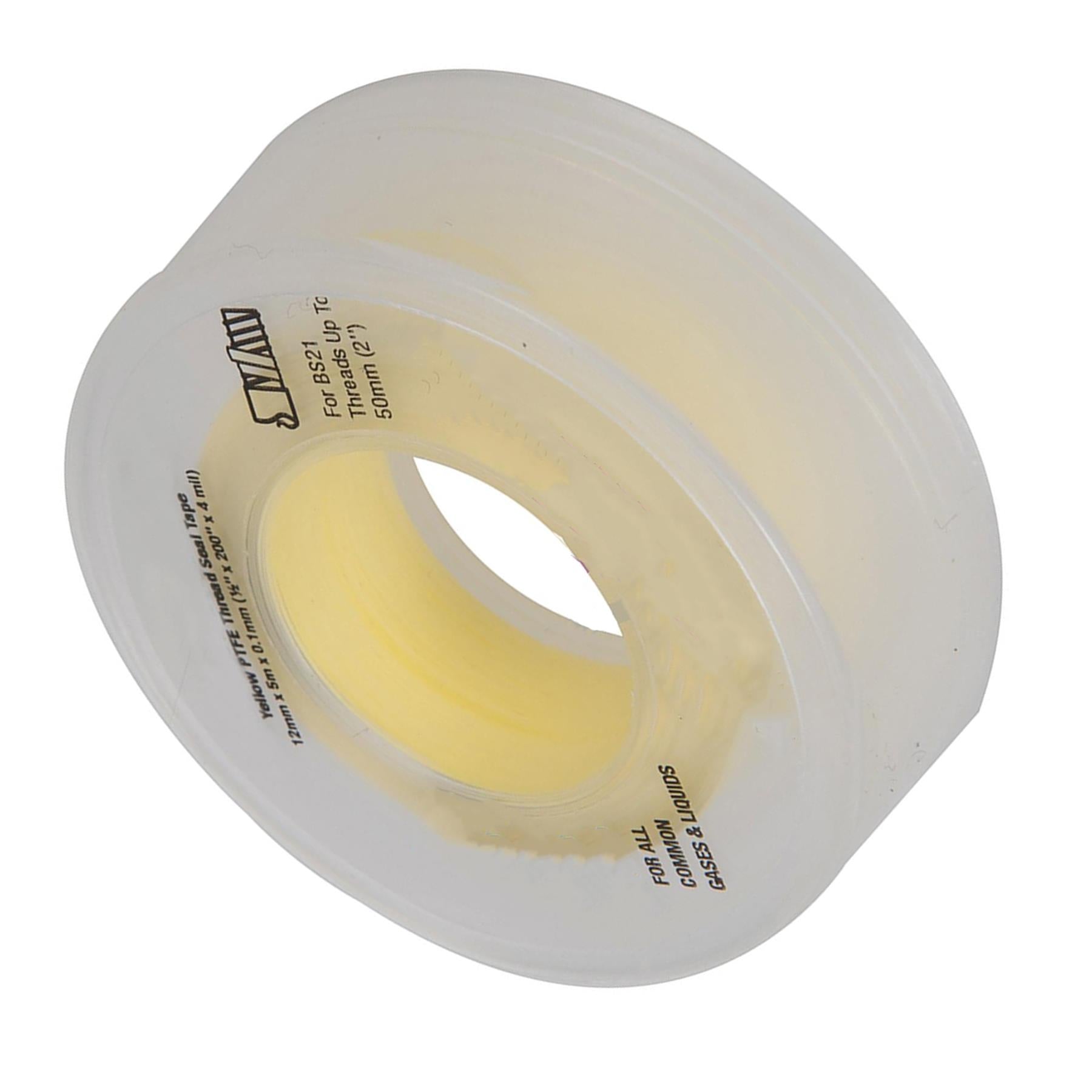 PTFE Gas Thread Seal Tape 12mm x 5m Yellow for LPG, Natural Gas Pck of 2 By Dapetz