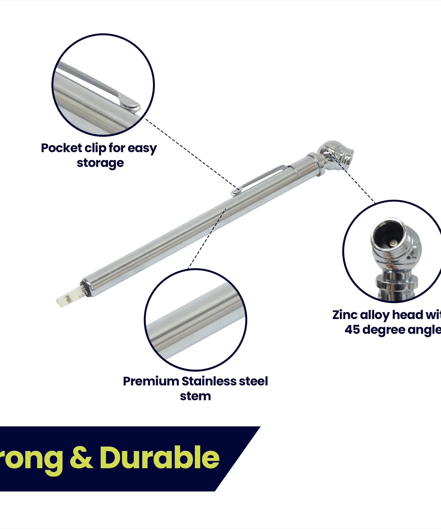 2PCS Tyre Pressure Gauge Safety Kit Include Tyre Tread Depth Gauge Stainless Steel Tyre Depth Measurement Tool For Cars Motorcycles Trucks Buses