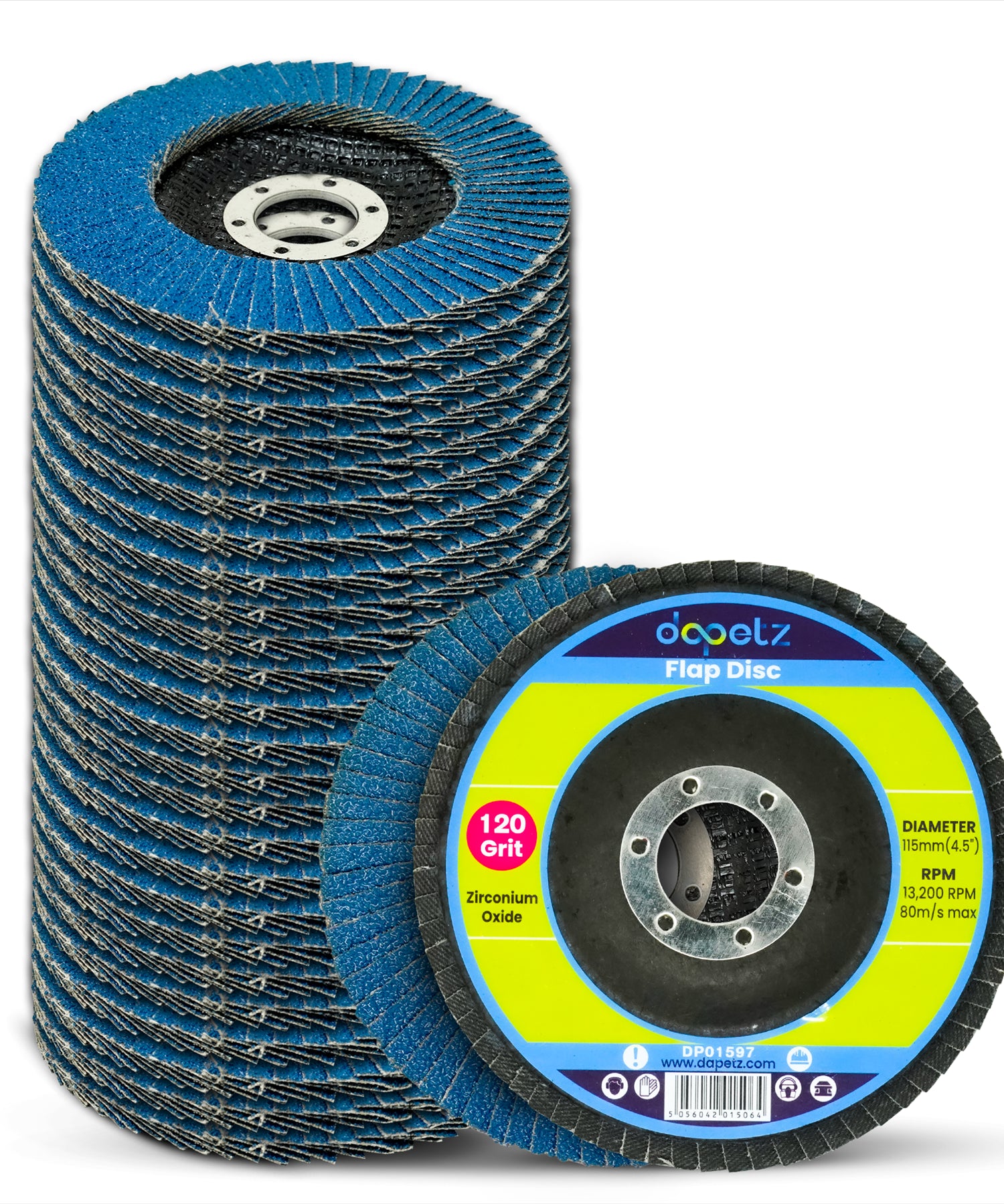 Flap Sanding Disc 4.5" 115mm 120 Grit Grinding Zirconium Oxide Wheels 25PCS By Dapetz