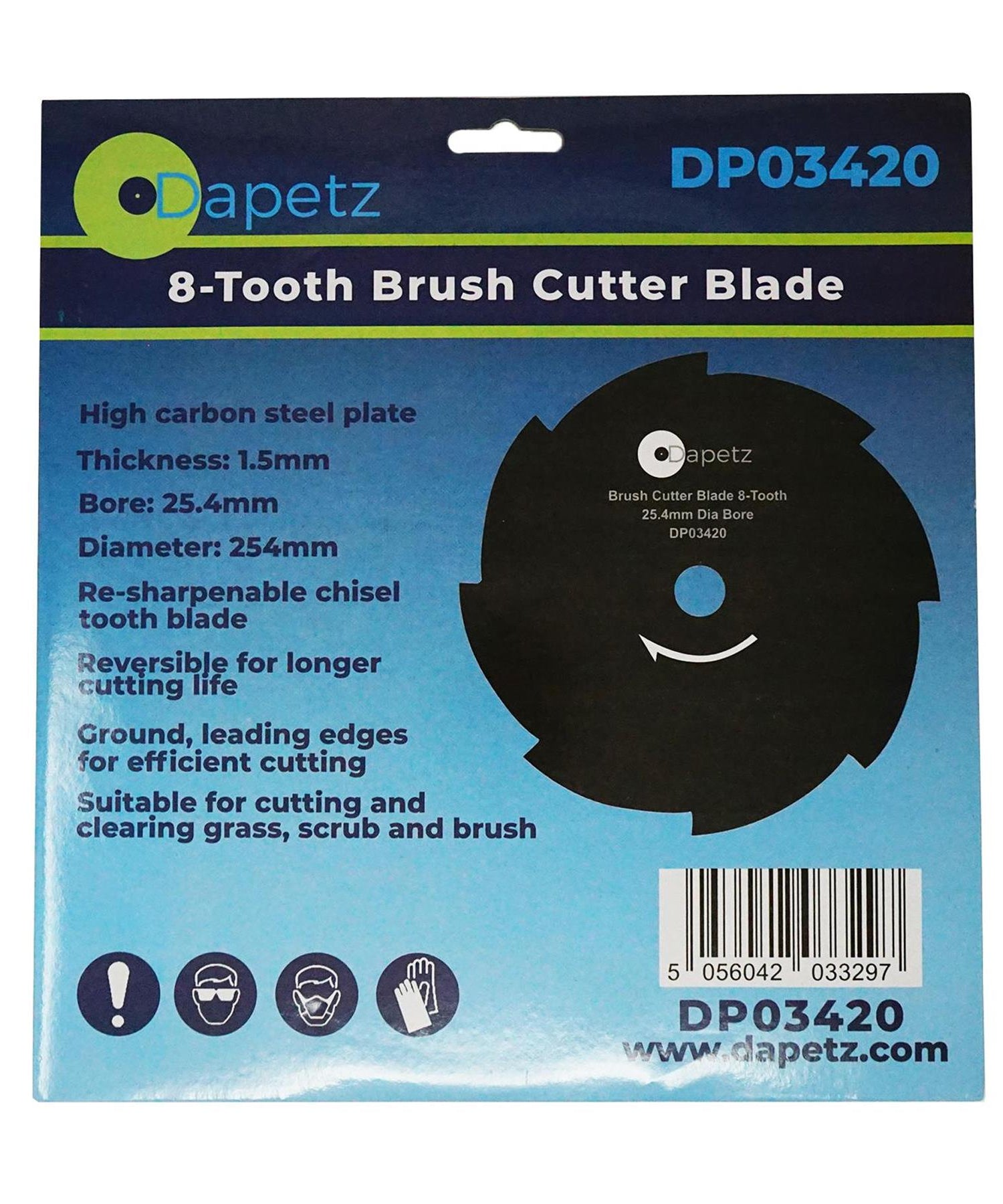 Cutter Blade Brush Tooth  25.4mm (1") Bore Strimmer 8 Dapetz