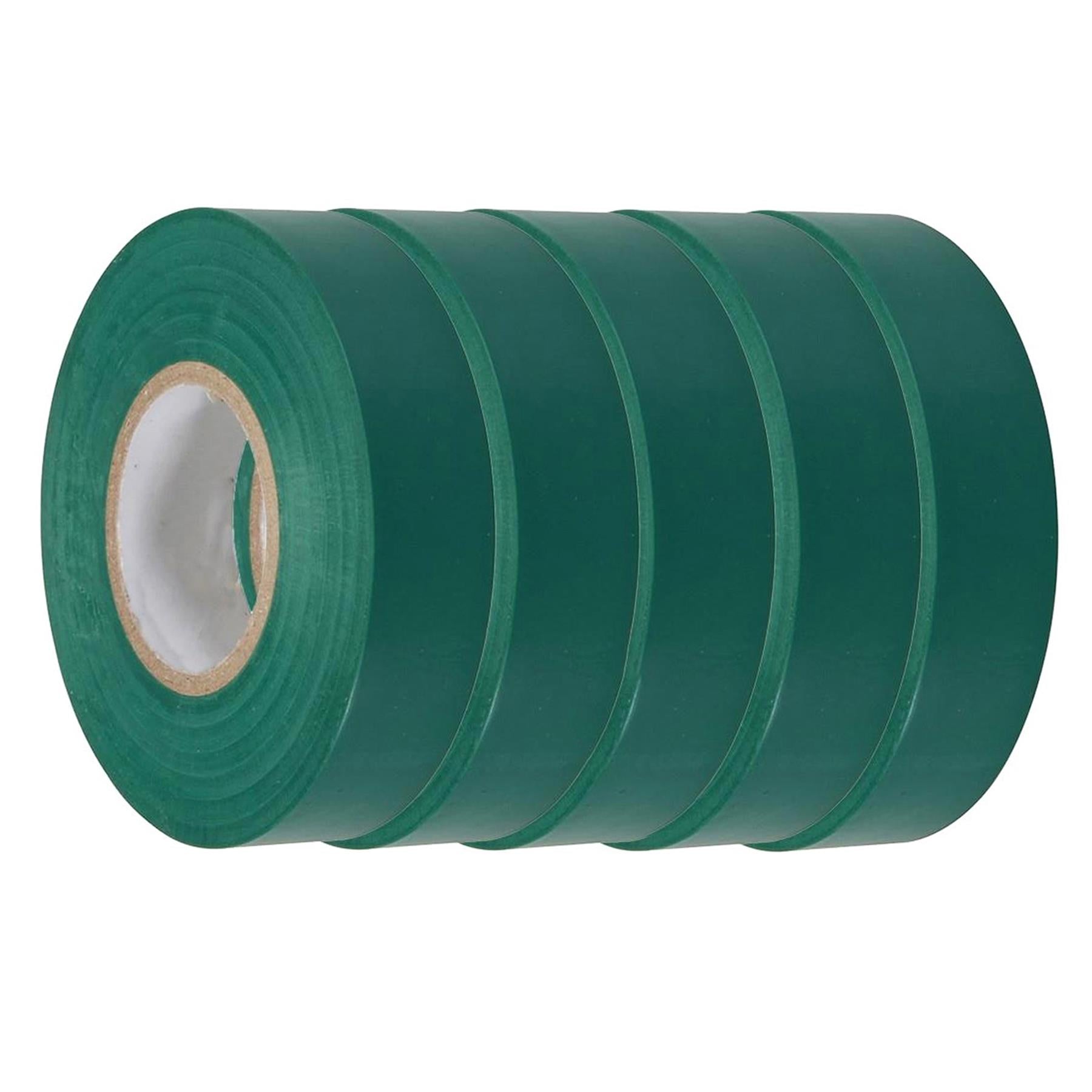 (Pack of 10) Electrical PVC Insulation Tape 22m Flame Retardant Rolls Green by Daptez