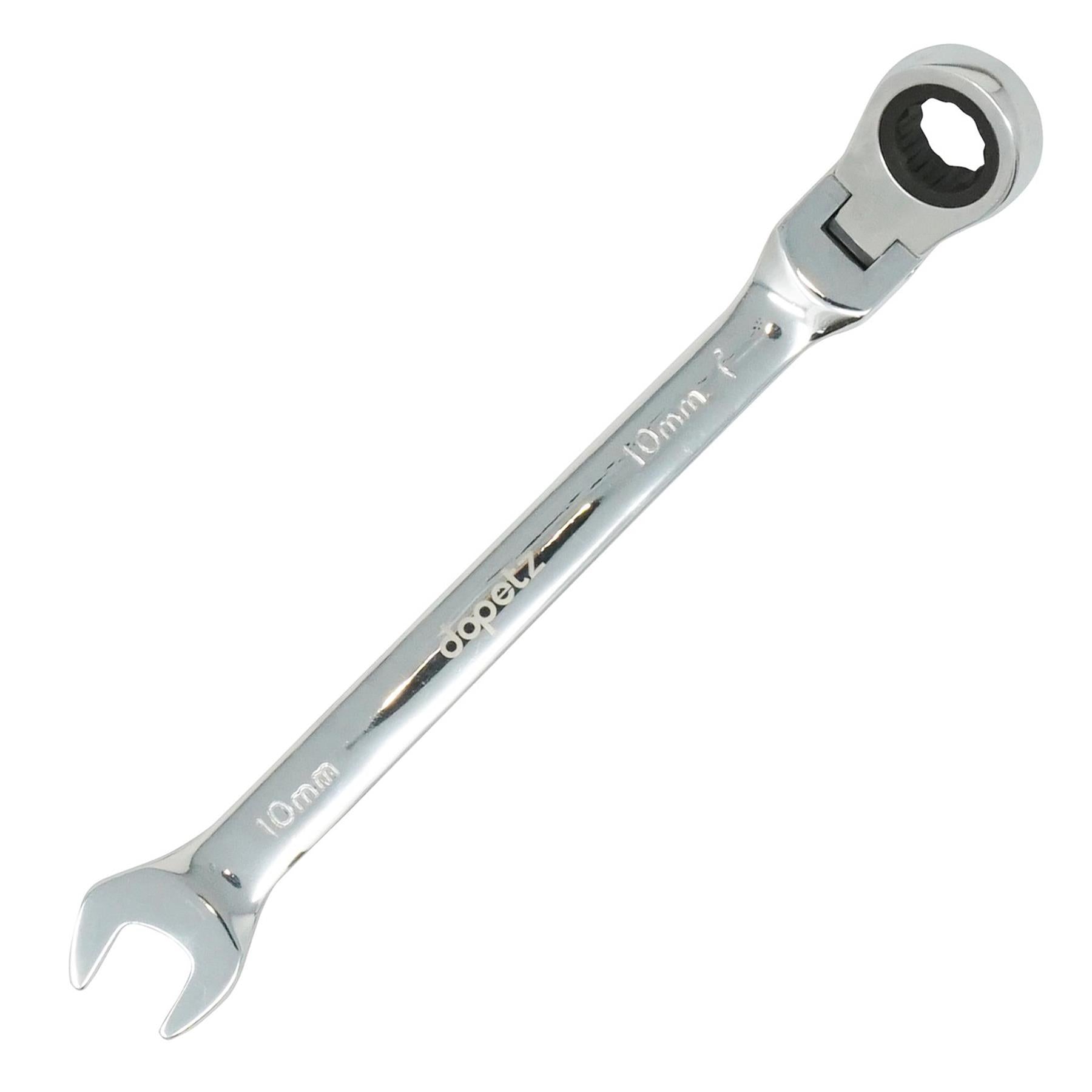 10mm Flexible Head Ratchet Metric Spanner Open End & Ring Chrome Plated for Corrosion Resistance By Dapetz