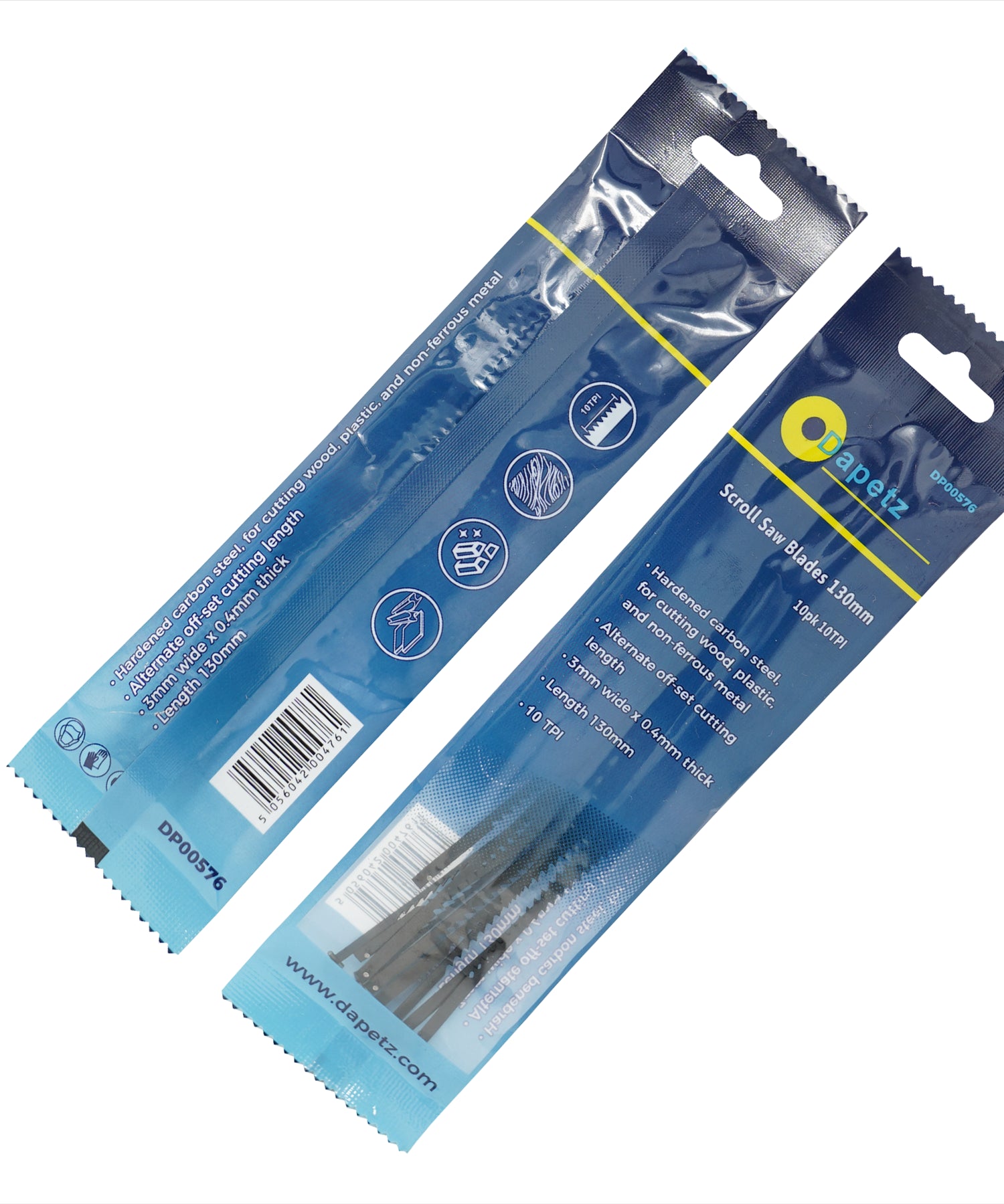 (Pack of 10) Scroll Saw Cutting Blades 10 TPI 130mm Long Pin by Dapetz