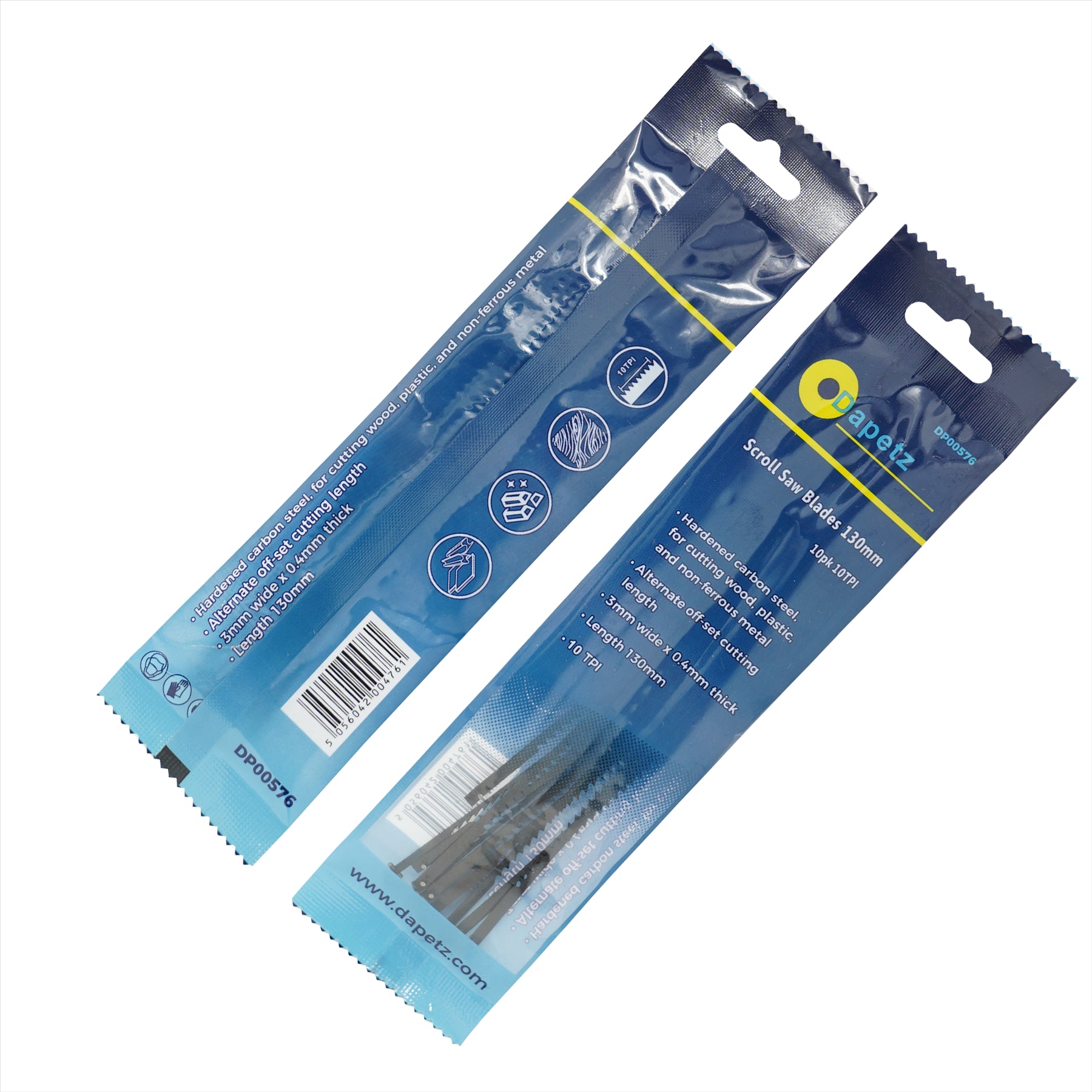 (Pack of 10) Scroll Saw Cutting Blades 10 TPI 130mm Long Pin by Dapetz