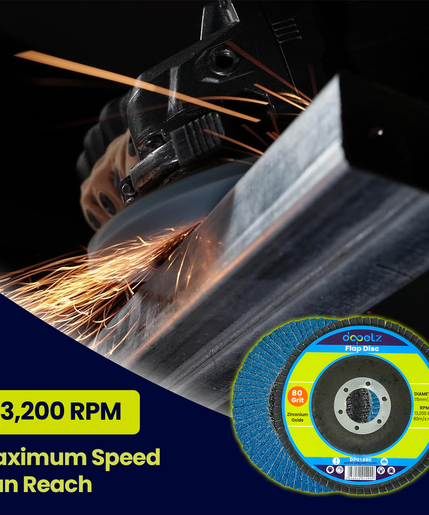 25pcs Flap Grinding Sanding Discs 115mm 4.5" 80 Grit Zirconium Oxide By Dapetz