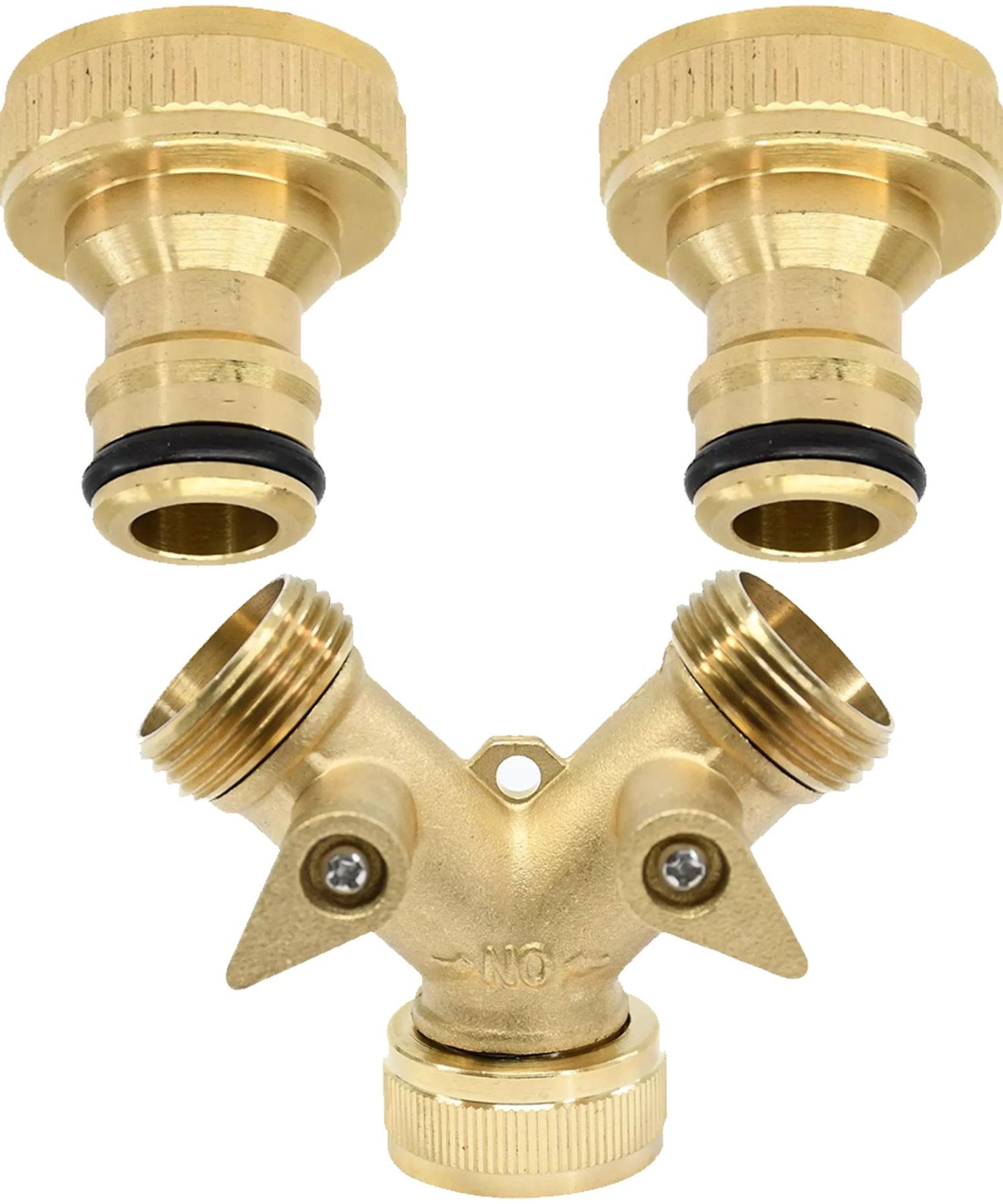 Hose Pipe Valve Splitter Connector Adaptor Brass 2 Quick Connector Set By Dapetz