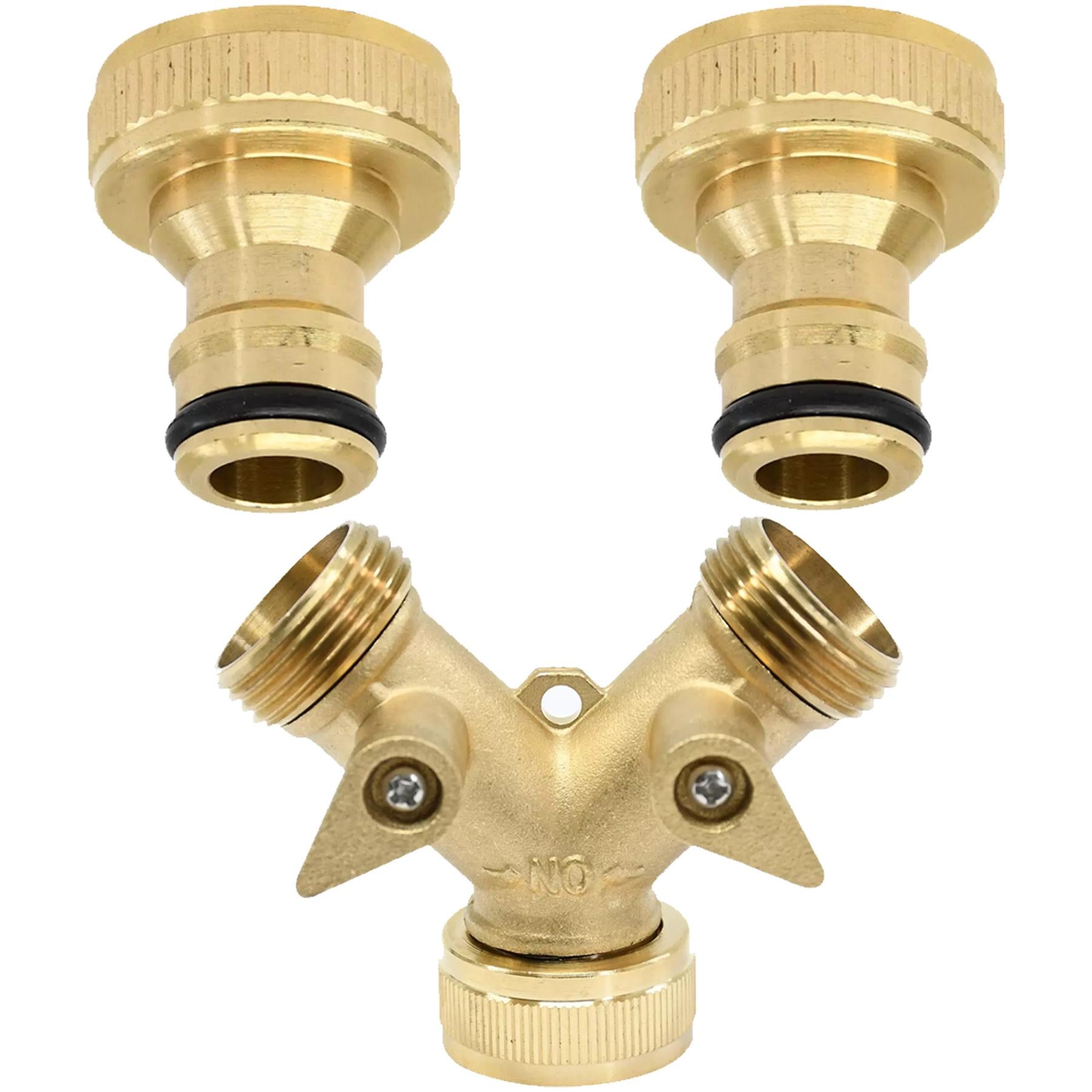 Hose Pipe Valve Splitter Connector Adaptor Brass 2 Quick Connector Set By Dapetz