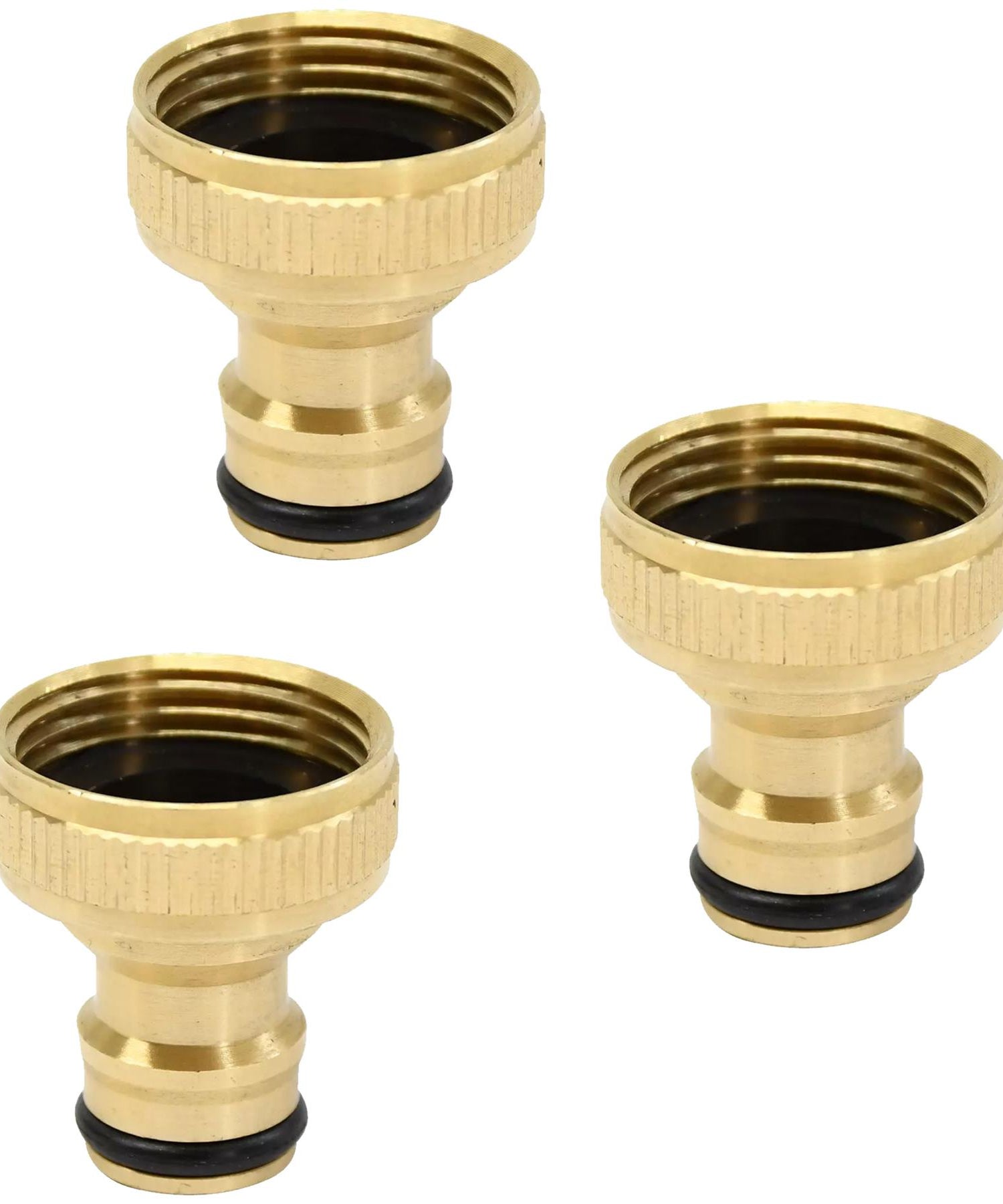 3x Brass Hose Tap Connector 3/4" Threaded Garden Water Pipe Adaptor Fitting By Dapetz