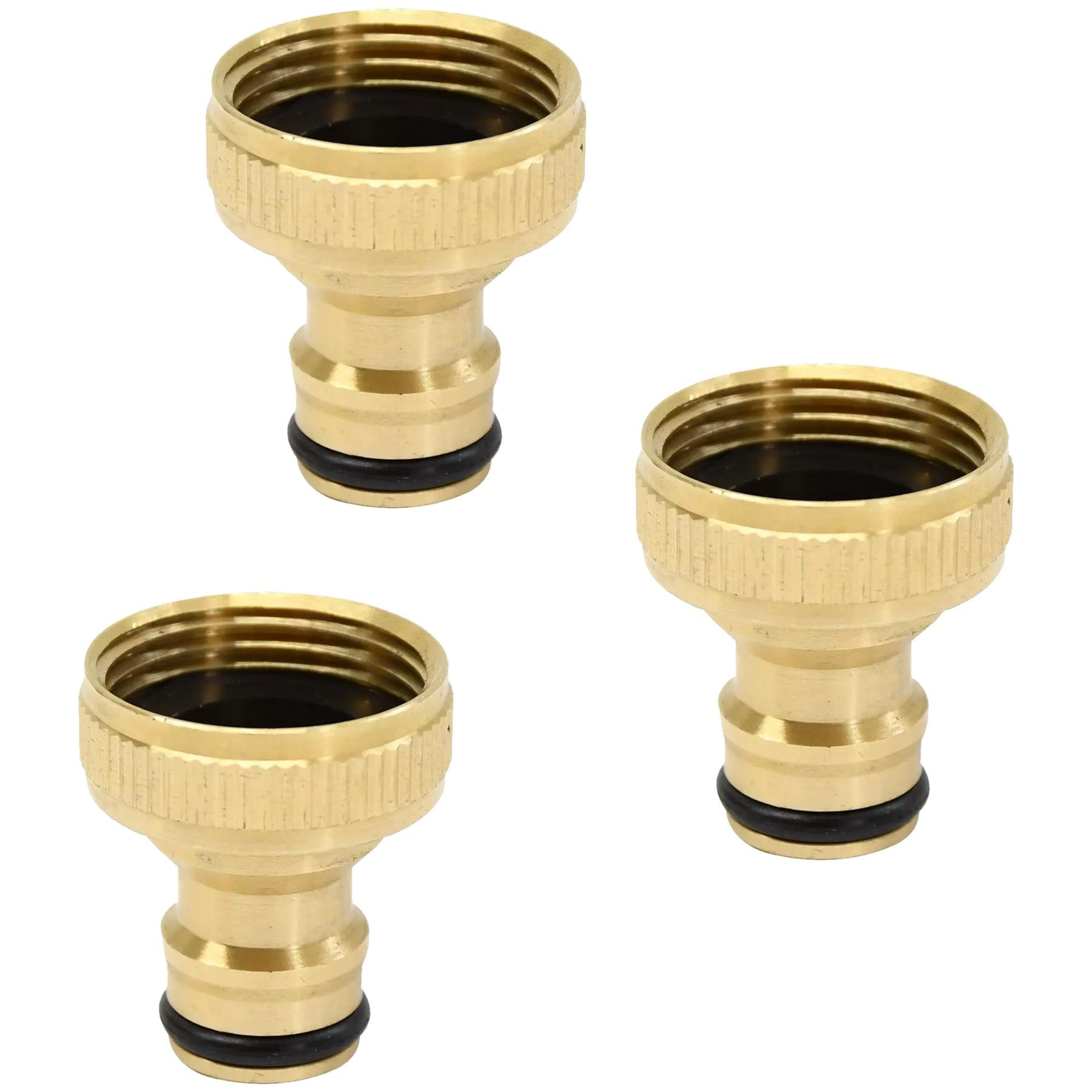 3x Brass Hose Tap Connector 3/4" Threaded Garden Water Pipe Adaptor Fitting By Dapetz