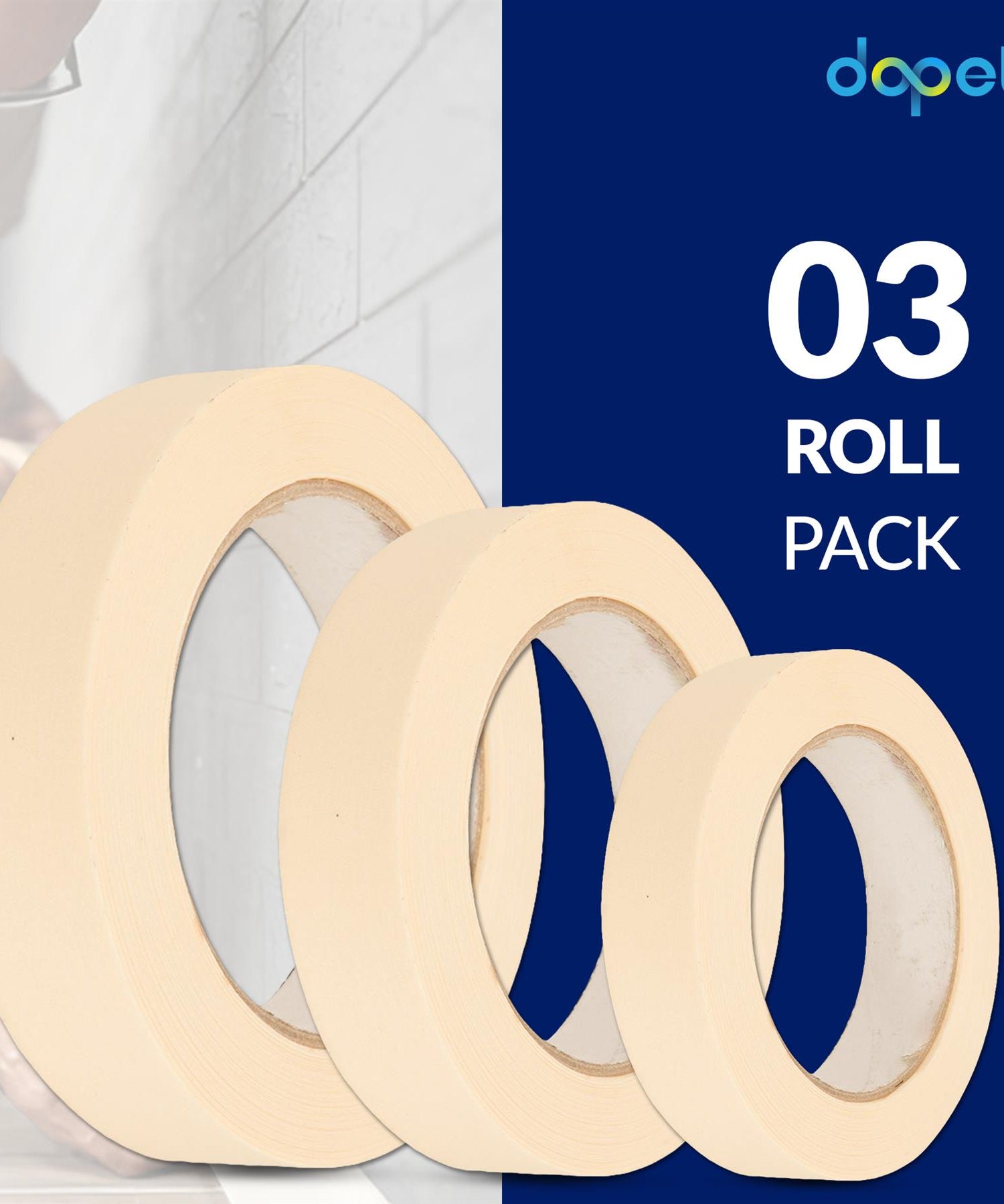 3PCS Masking Tape 25mm x 50m Professional Painting Automotive Auto Car White By Dapetz