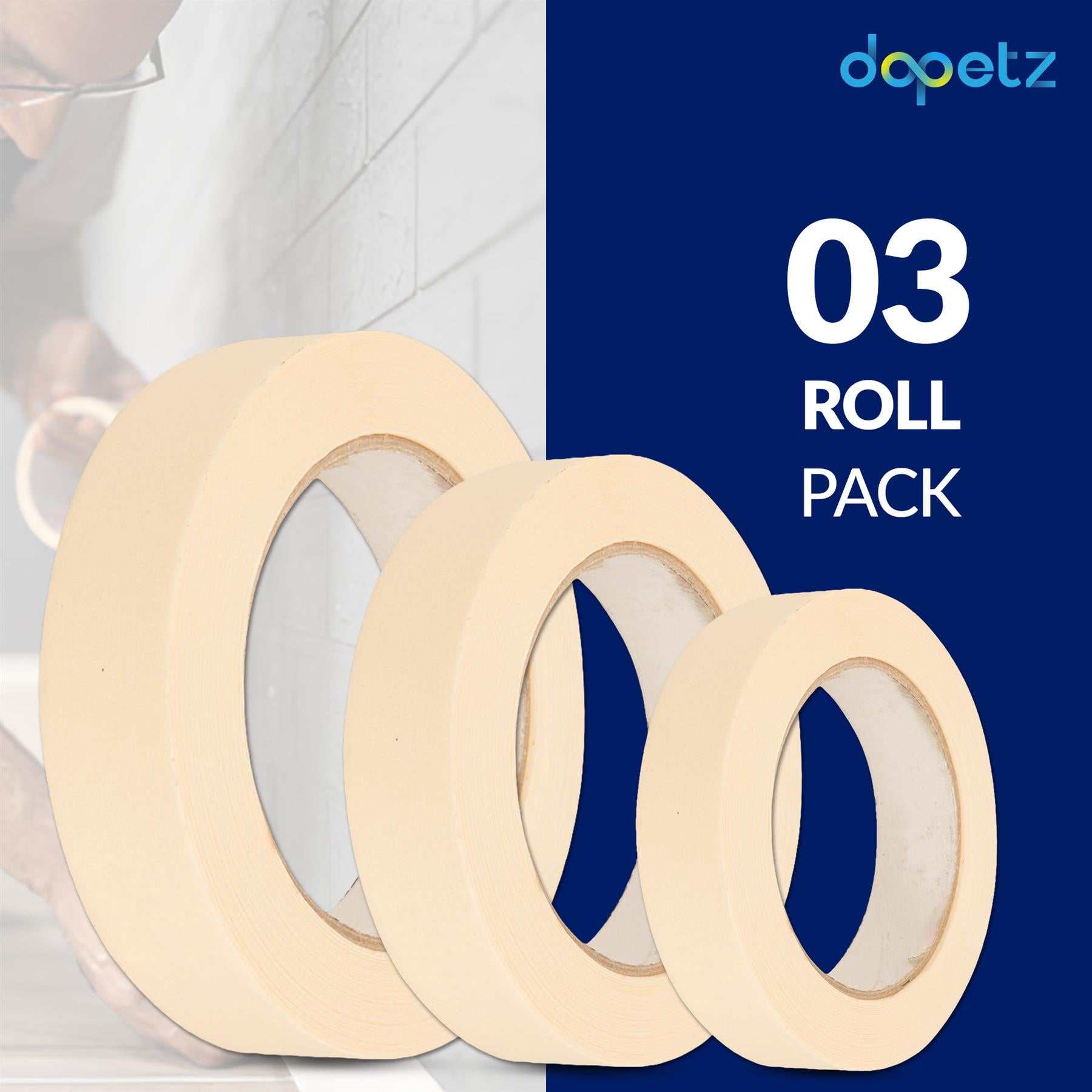 3PCS Masking Tape 25mm x 50m Professional Painting Automotive Auto Car White By Dapetz