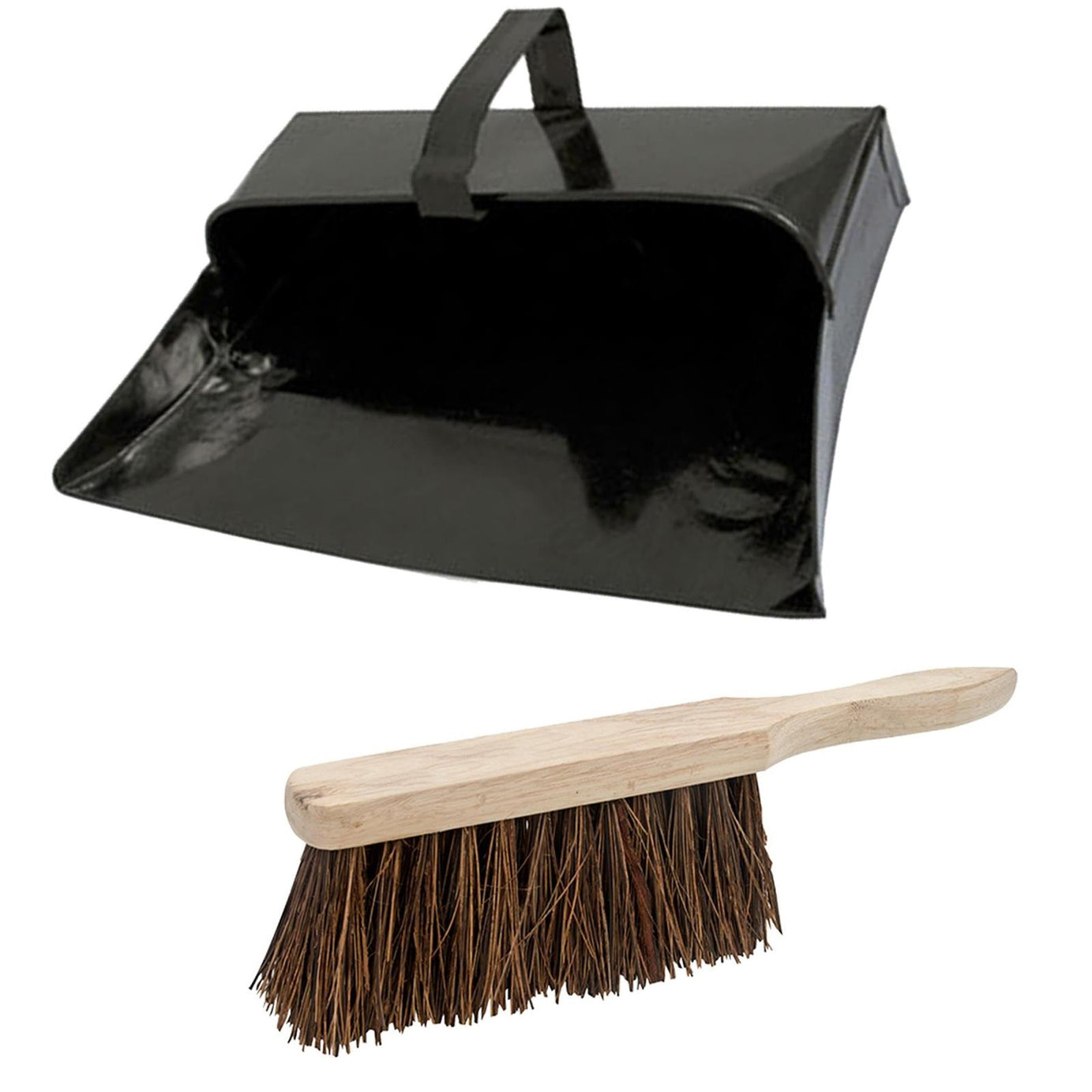 Strong Trade Metal Dustpan And Stiff Wooden Hand Brush Dustpan Set