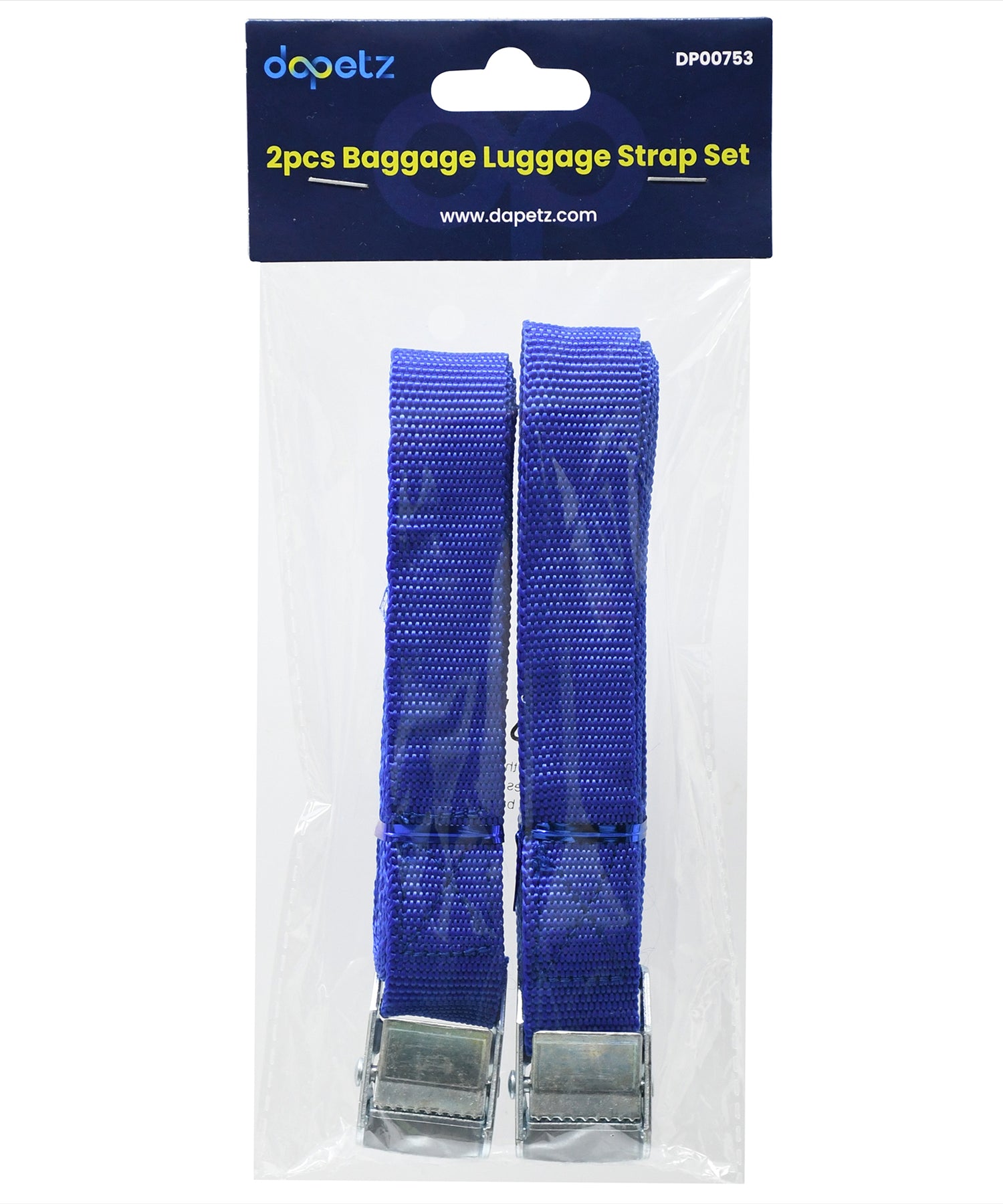 Set Of 2 Lashing Straps Cargo Luggage Tie Down Cam Buckle Roof Rack 2.5m X 25mm By Dapetz