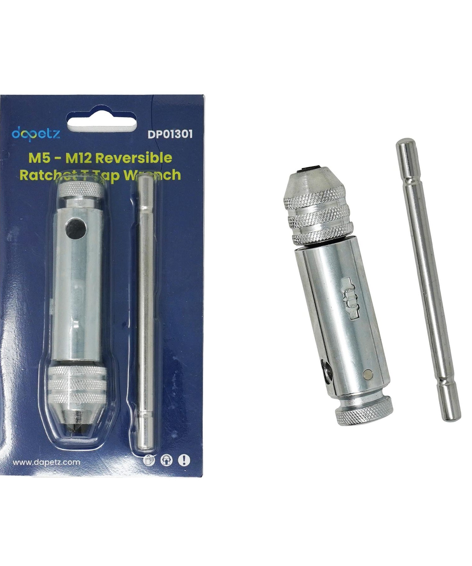 Reversible T-Bar Ratchet Tap Wrench M5-M12 for Precise Threading By Dapetz