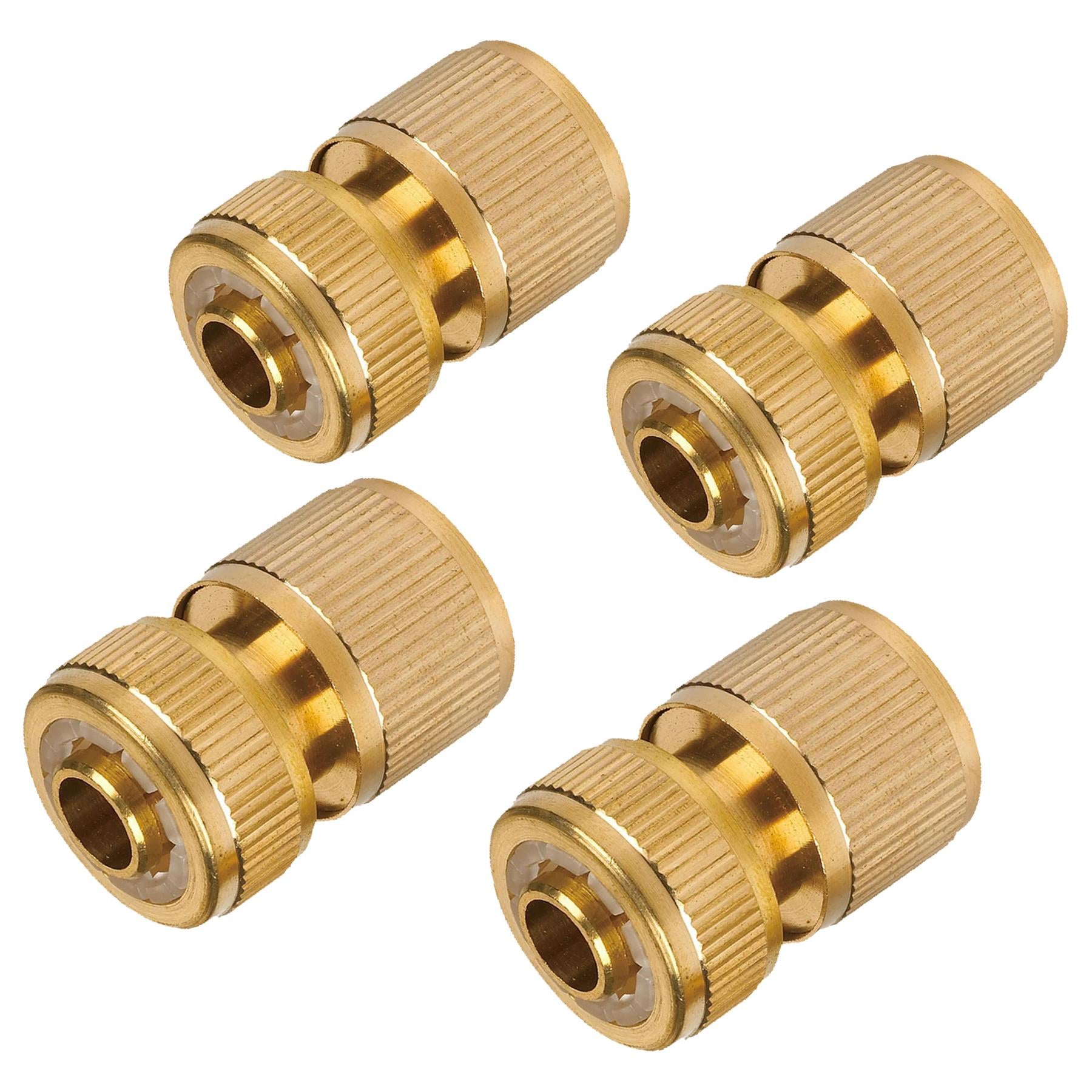 Brass Tap Connector 4pcs 1/2" Female Quick Connector Water Fit Hose Pipe Tap
