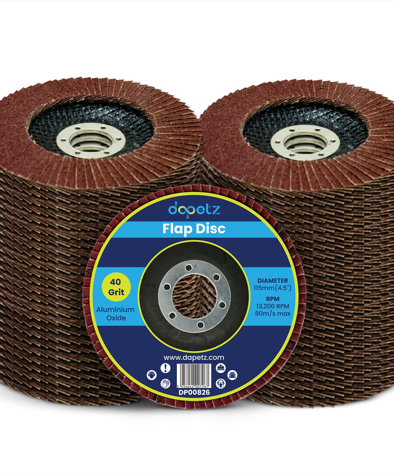 Angle Grinder Flap Discs 115mm 40 Grit Aluminium By Dapetz
