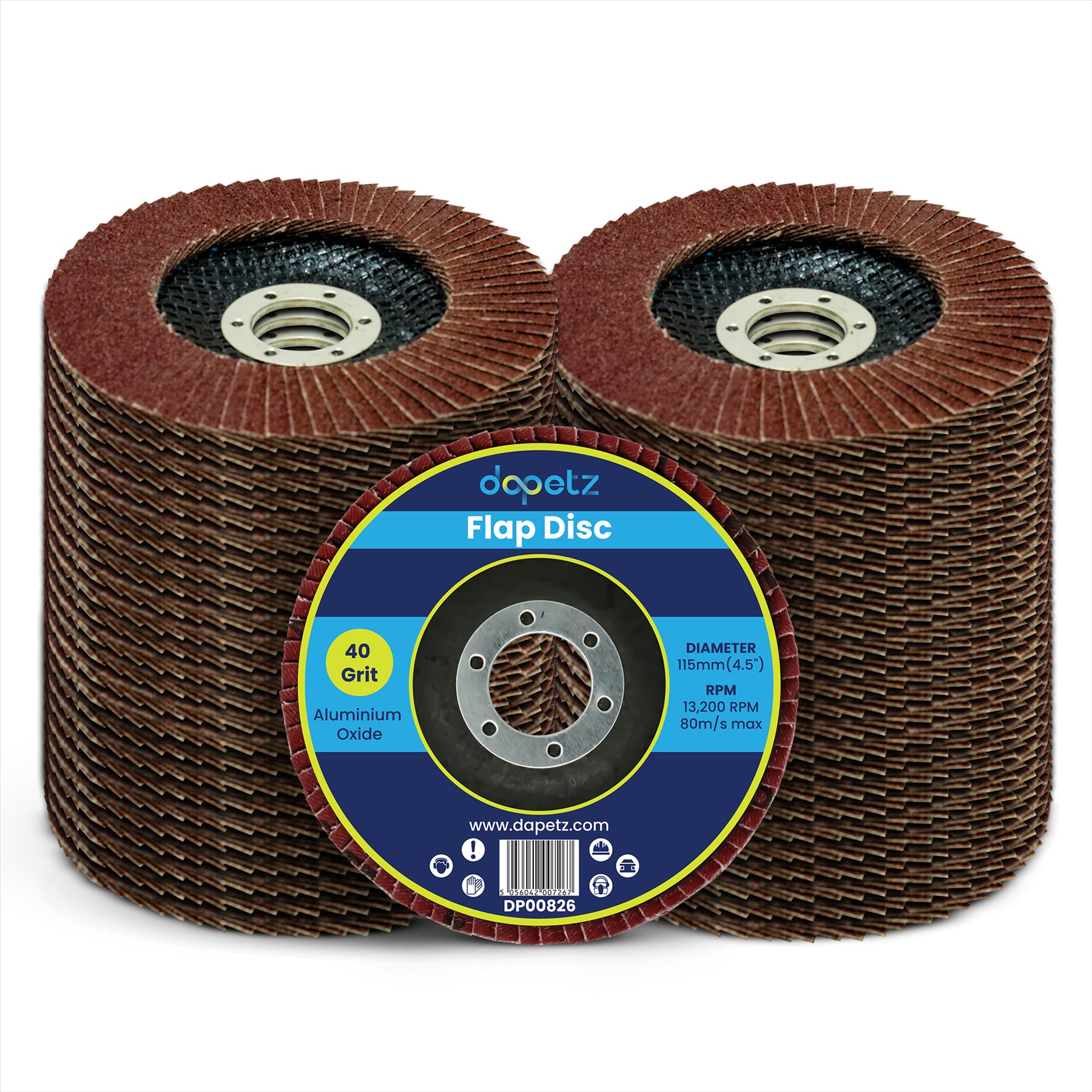 Angle Grinder Flap Discs 115mm 40 Grit Aluminium By Dapetz