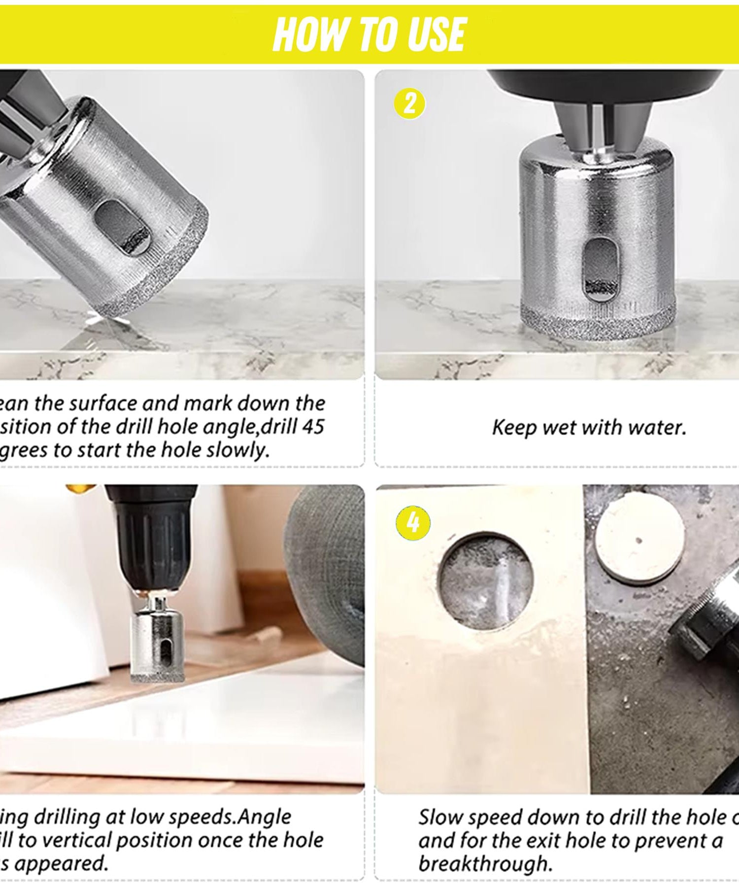 12mm Diamond Hole Saw Tile Ceramic Porcelain Glass Marble Drill Bit Cutter by Dapetz