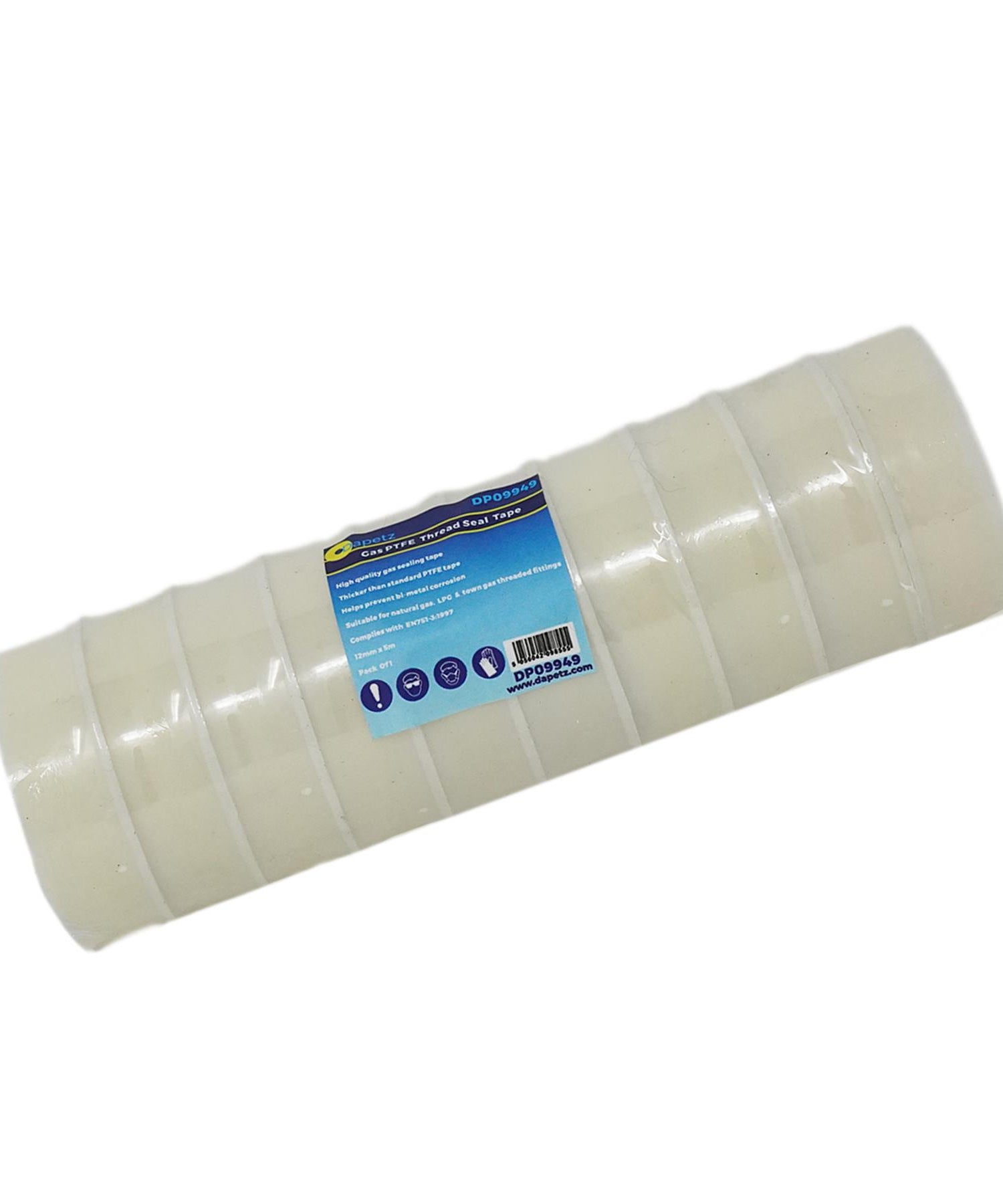 (Pack of 10) PTFE Tape Gas for Thread Seal White Teflon Tape 12mm x 5m by Dapetz