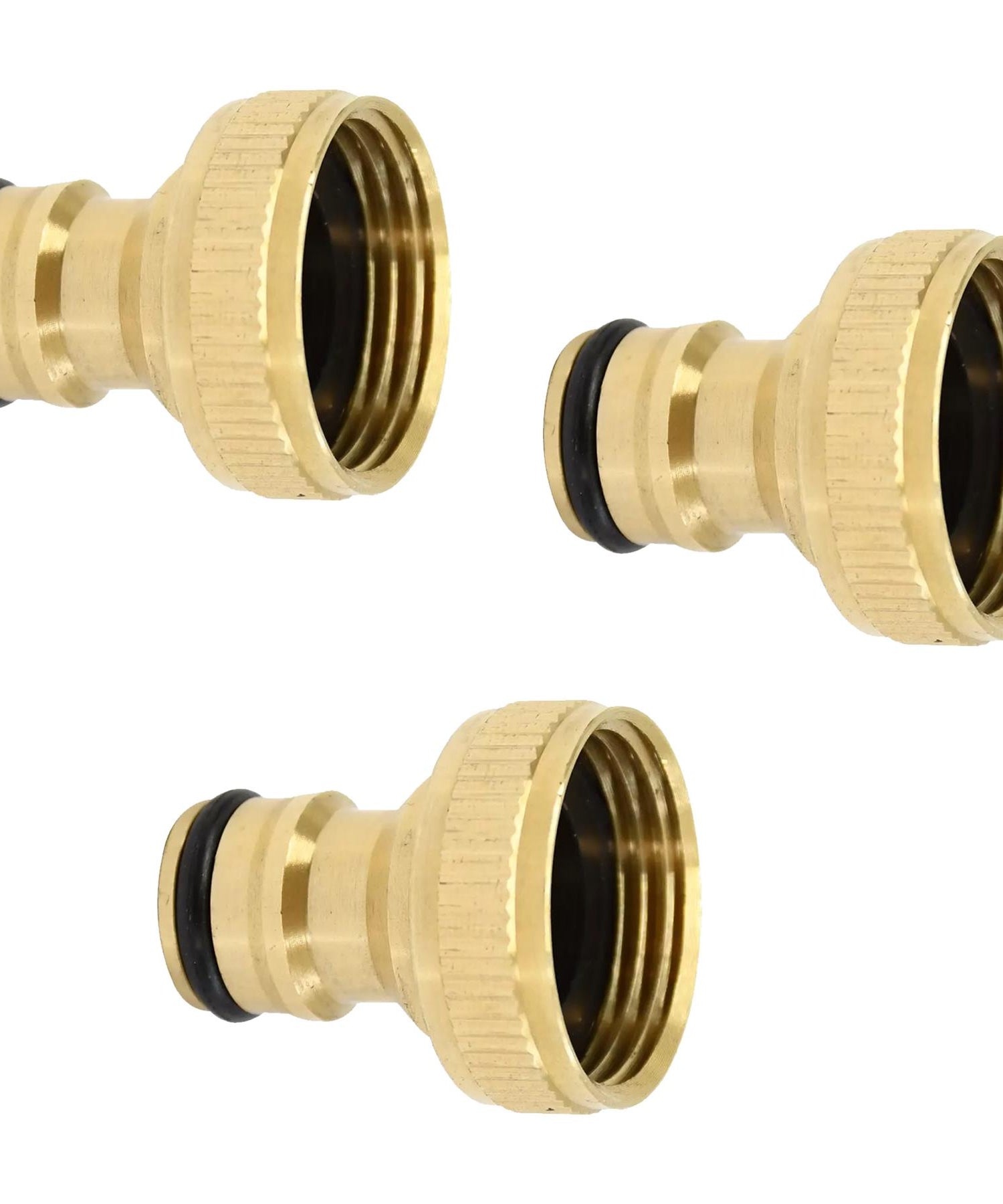 3x Brass Hose Tap Connector 3/4" Threaded Garden Water Pipe Adaptor Fitting By Dapetz