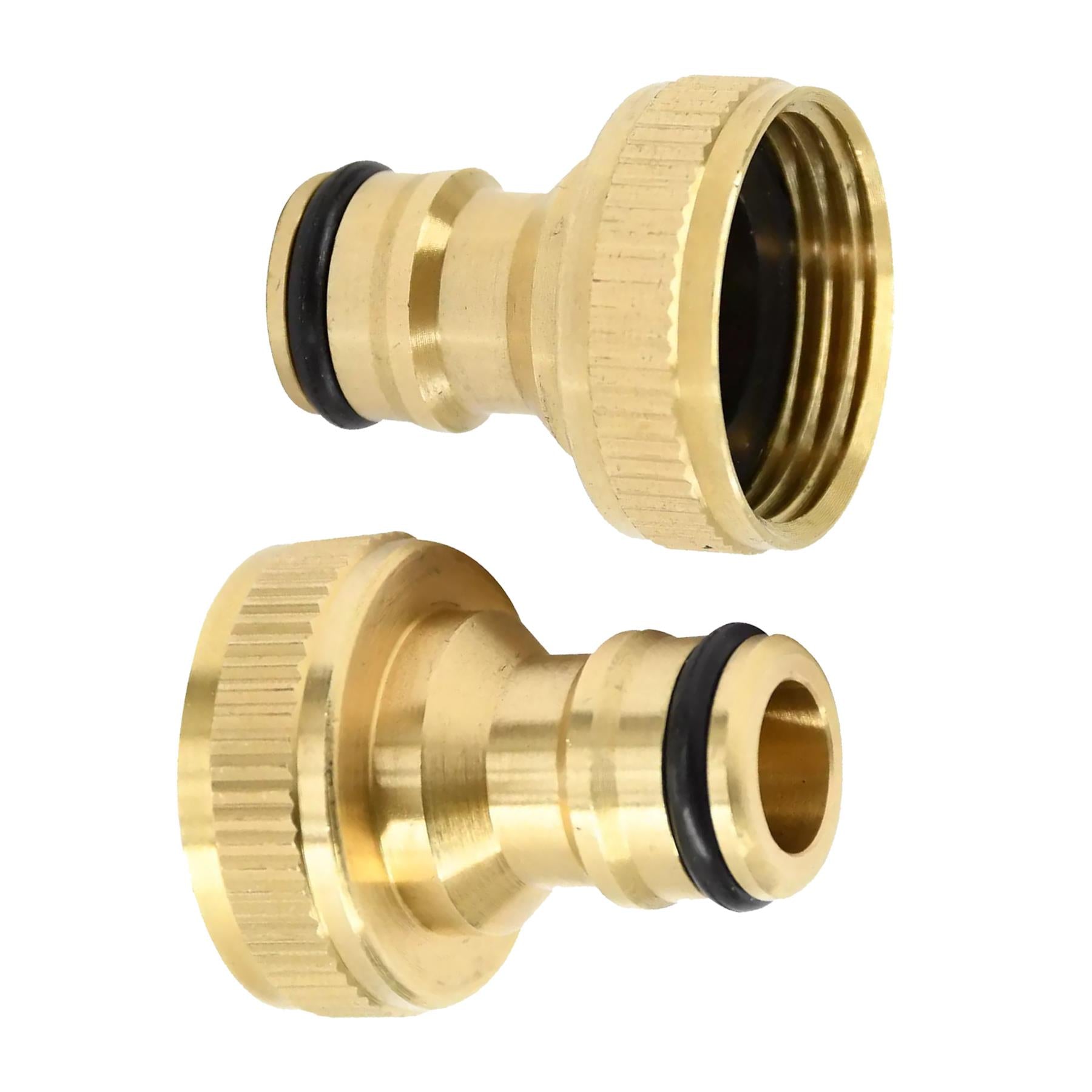 2x Brass Hose Tap Connector 3/4" Threaded Garden Water Pipe Adaptor Fitting By Dapetz