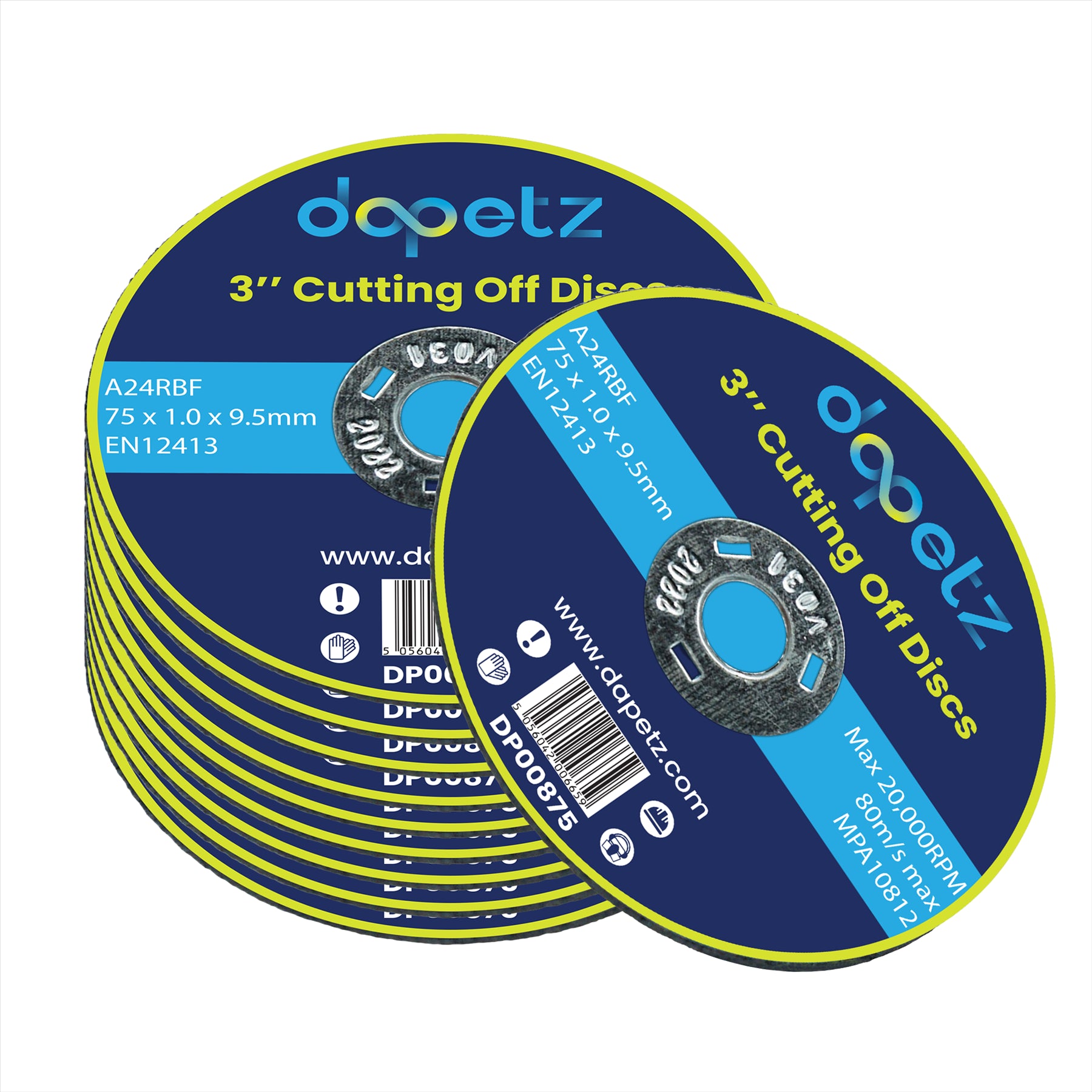 Dapetz Metal Cutting Discs 3" 75mm, Air Cut Off Thin Slitting Discs (Pack of 50)