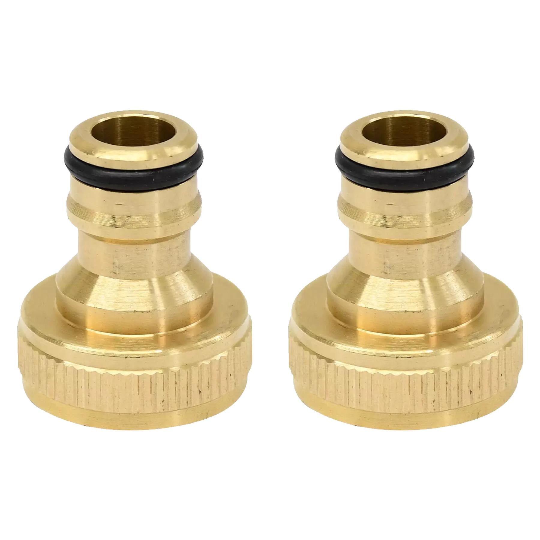 2x Brass Hose Tap Connector 3/4" Threaded Garden Water Pipe Adaptor Fitting By Dapetz